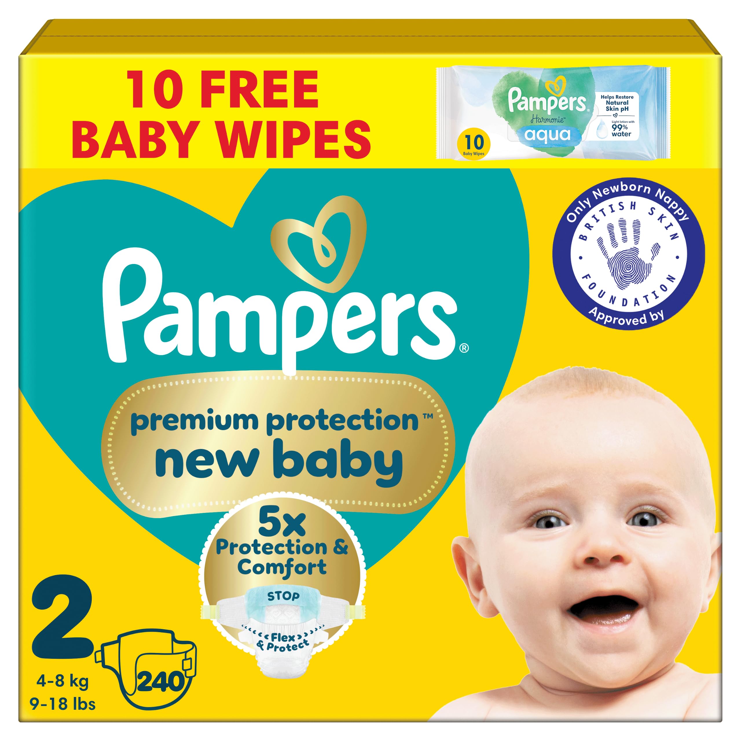 Pampers New Baby Nappies Size 2 + Wipes