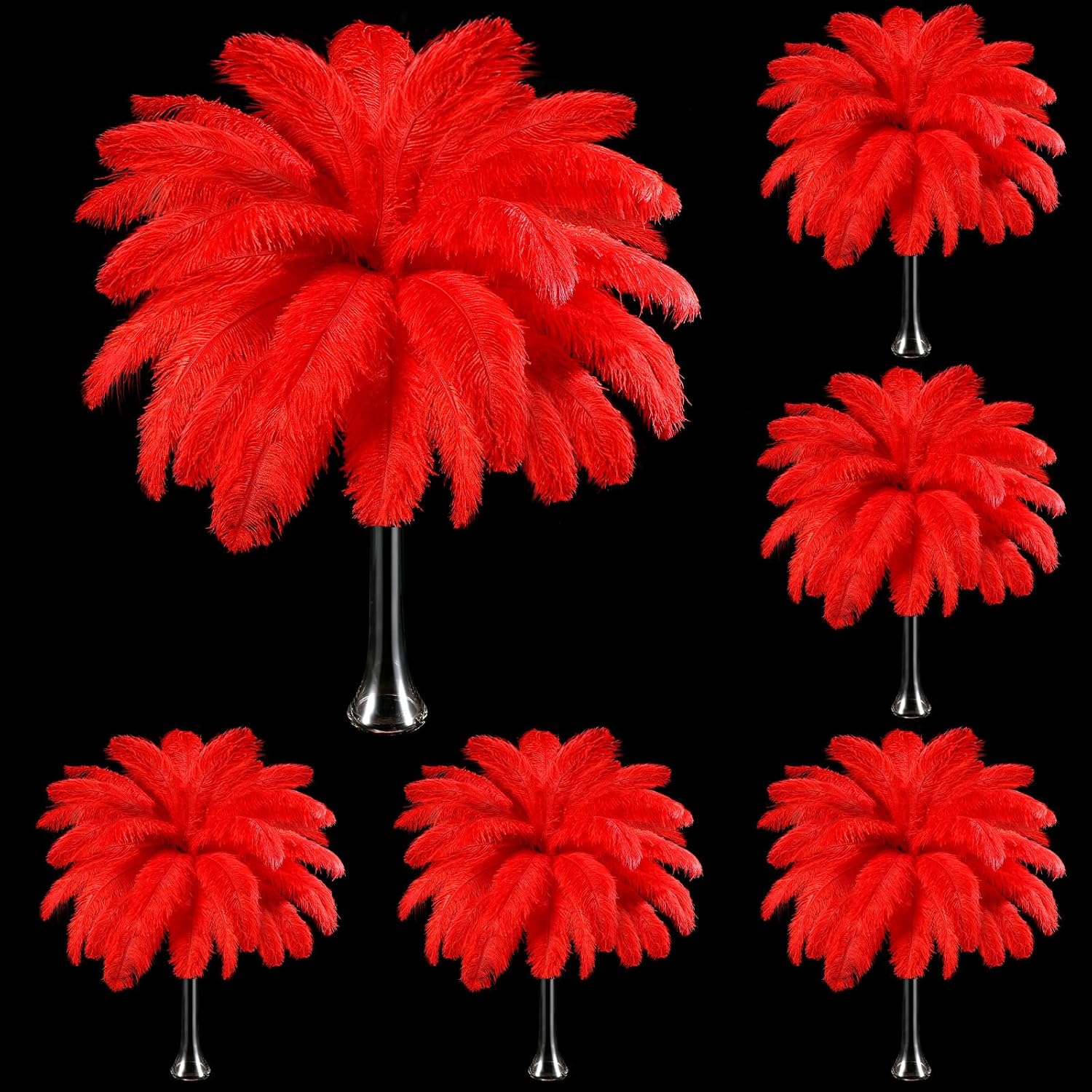 Berlune 150 Pcs Large Ostrich Feathers Bulk 12-14 Inch (30-35 Cm) Natural Ostrich Feathers Plumes for DIY Crafts Wedding Party Centerpieces Party Christmas Decorations(Black)