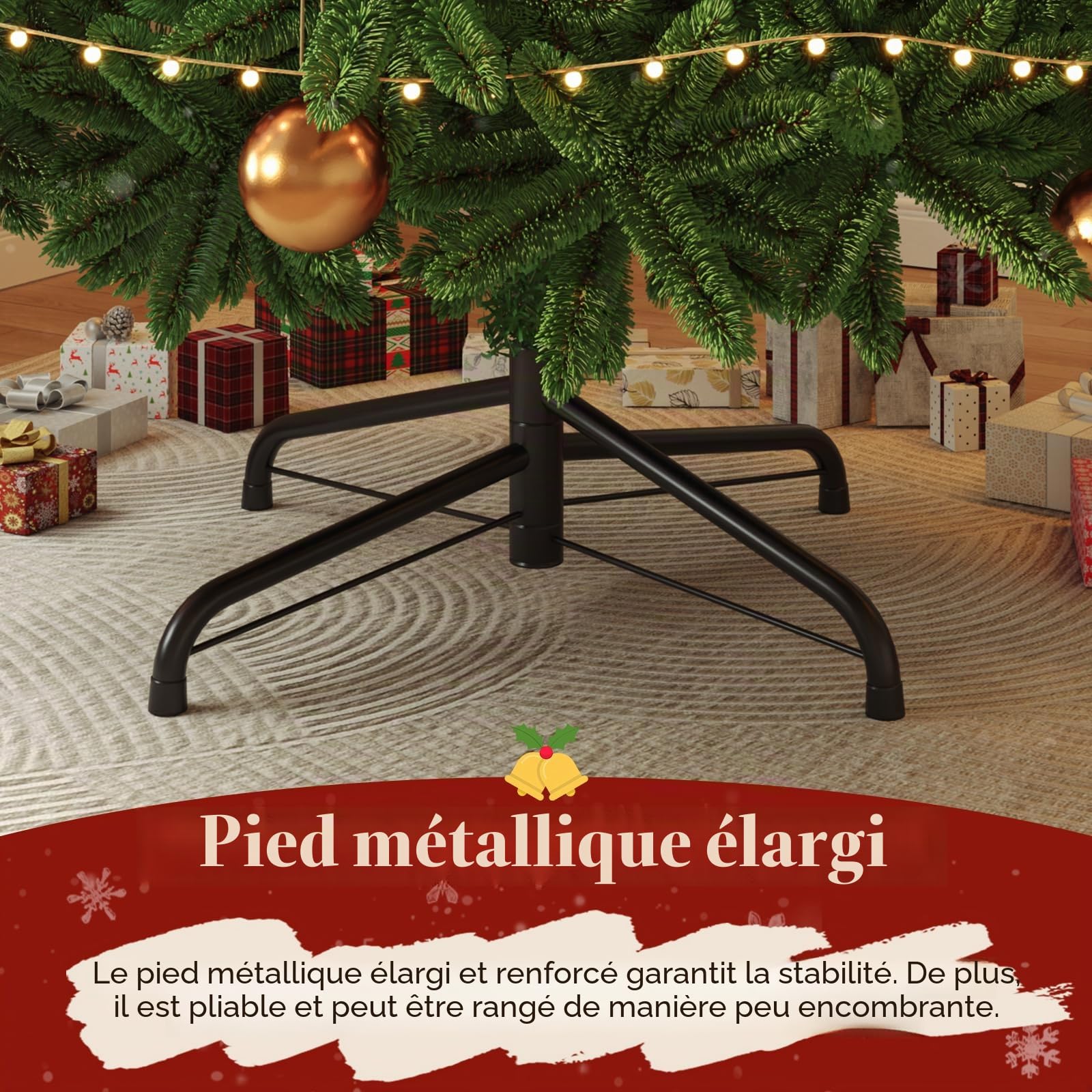 YOUDENOVA Arbre de Noël artificiel 150 cm | Sapin de Noël artificiel premium - Naturellement fidèle | incl. Support métallique pliable
