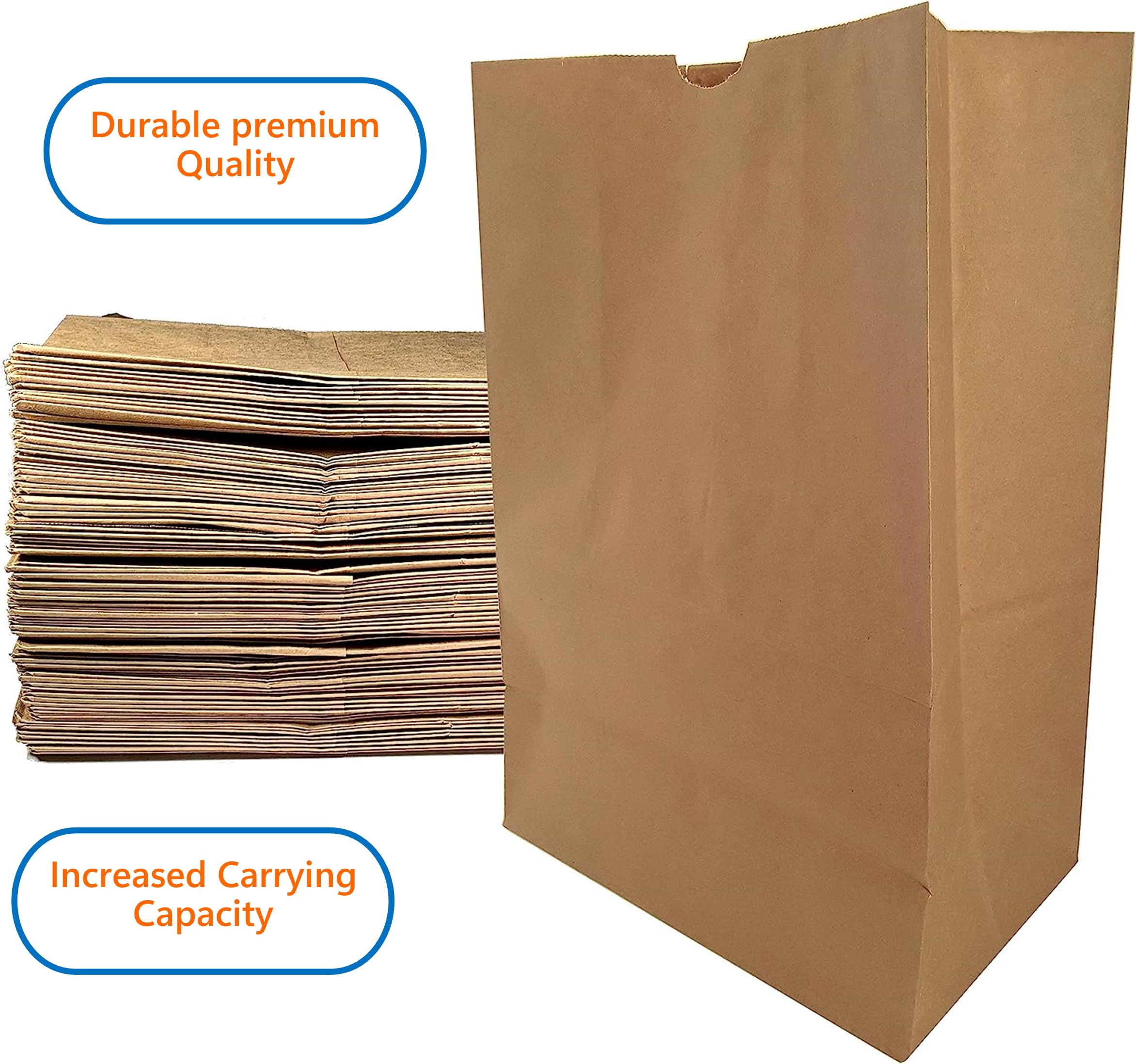 JET PAPER BAGS - 14"x9"x16" Inch [50 Pcs] Large Brown Paper Bags With Handles Prime For Takeout