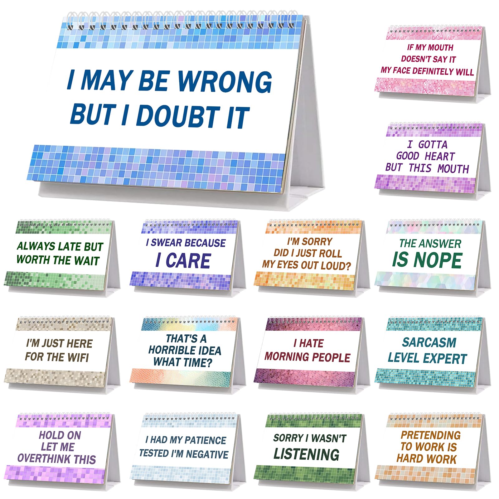 Office Desk Sign, 35 Pages Fun Pictures Flip-over Message Calendars Daily Mood Flip Decorations Gifts for Colleague Work Staff