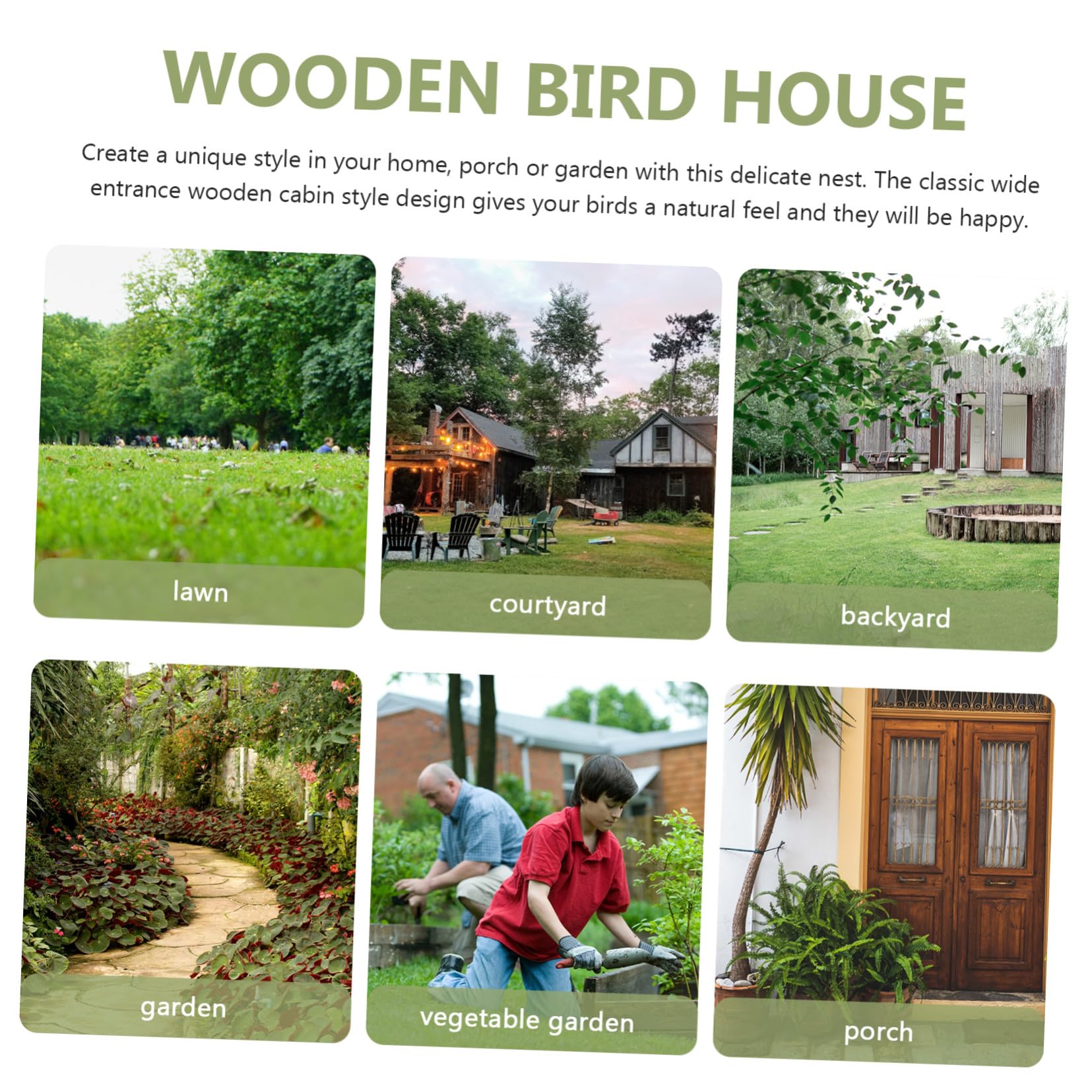 SHINEOFI Villa Nido de Pájaro de Madera para Periquitos Comedero Independiente para Pájaros Caseta de Anidación Colgante para Jardín Accesorio para Loros