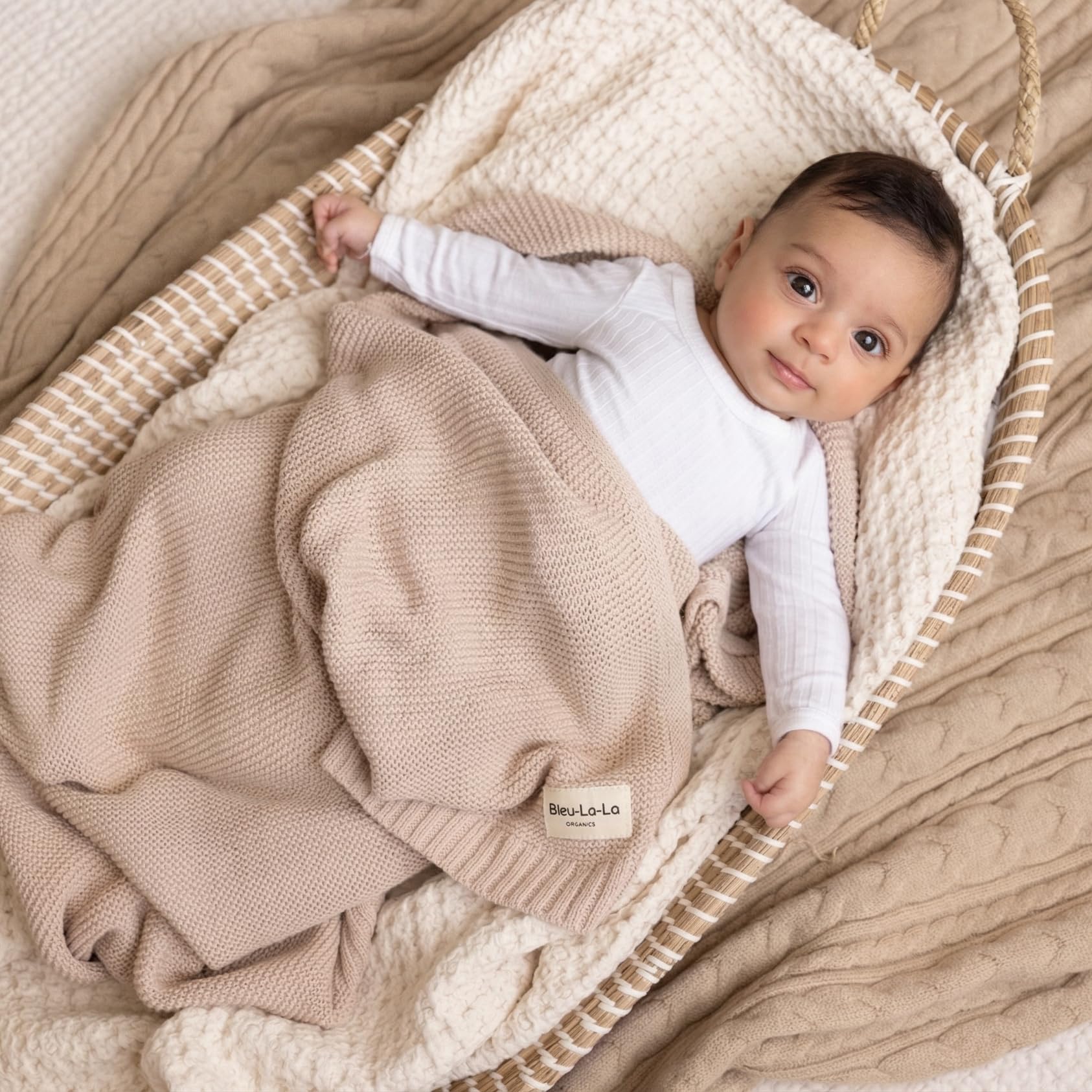Manta para Bebé - 100% Algodón Orgánico, Pañuelo Envoltente para Niñas Y Niños - Manta De Cuna Suave, Cálida Y Acogedora para Envolver A Recién Nacidos Y Bebés (Avena)