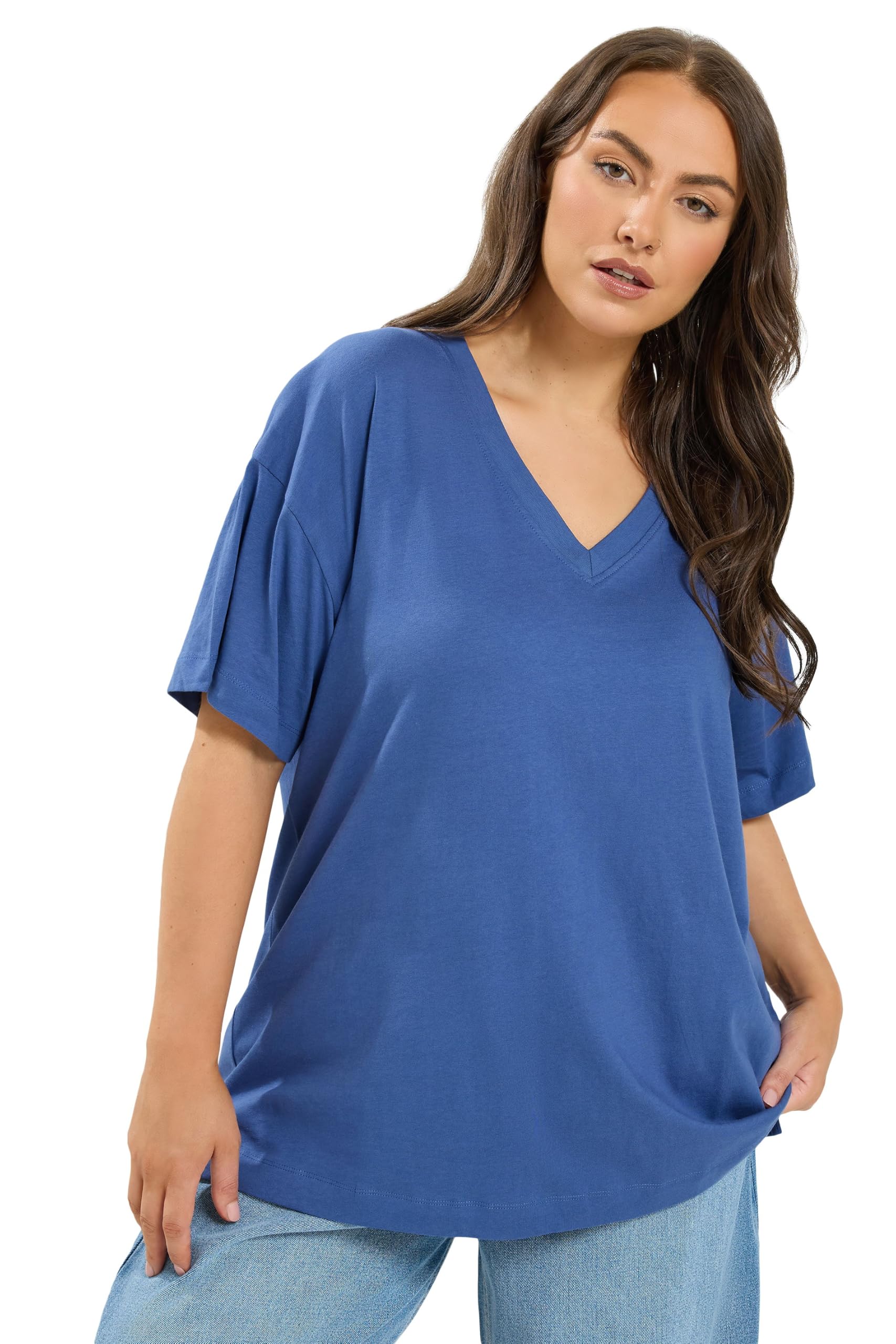 Yours Curve Denim Relaxed Longline T-Shirt - Women's - Plus Size Curve