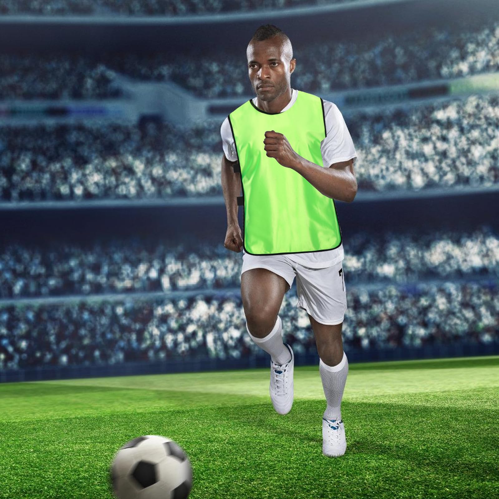 GBKDQQ Set Da 12 Pettorine Da Calcio Per Adulti, 47 X 70 Cm, Pettorine Da Allenamento In Rete Per Basket, Sportive Per Uomo, Donna, Calcio, Netball, Rugby (Verde Fluorescente)