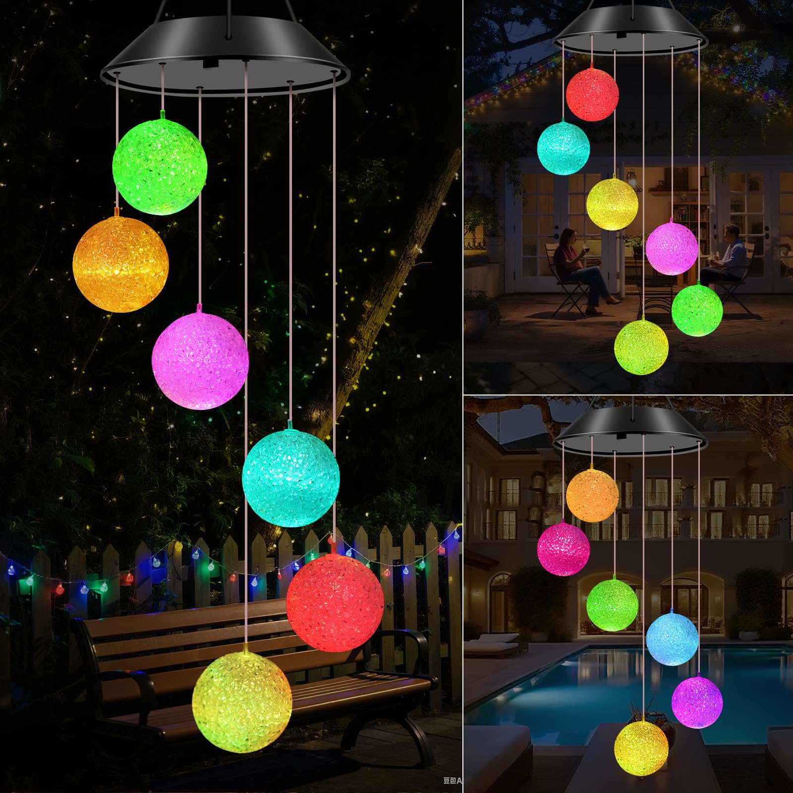 Amazon.com : WENANA Ball Solar Wind Chimes Color Changing Lights