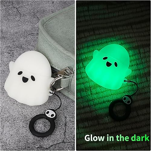 Miniatura 6 de Funda compatible con AirPods funda luminosa y bonita de fantasma diseñada para Airpods 2 y 1 funda de silicona suave animé divertido 3D de dibujos