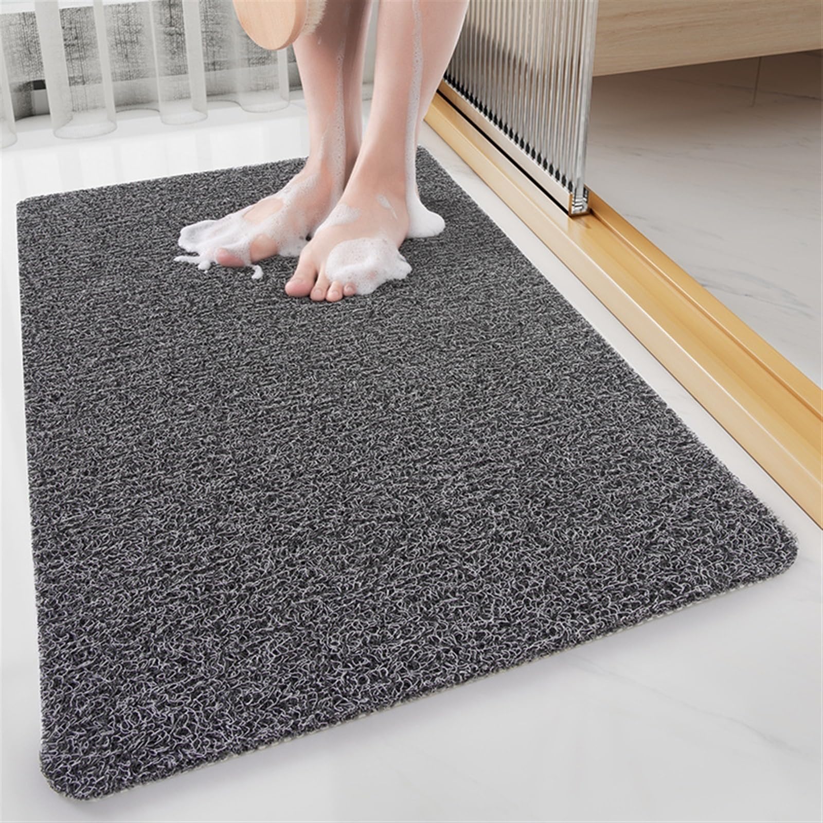 Bezpieczna mata pod prysznic, antypoślizgowe maty prysznicowe do wewnątrz, bezpieczne maty łazienkowe dla seniorów (rozmiar: 70 x 100 cm, kolor: czarny)