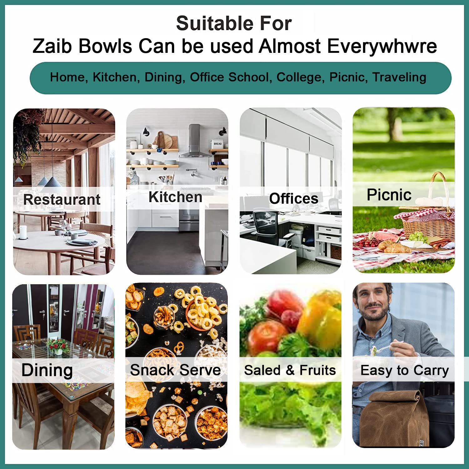 Zaib Microwave Safe Stainless Steel Mixing Bowl Set of 4 with Lids | Airtight Food Storage Containers | Kitchen Serving, Reheating & Snack Bowls (Blue Spiral Set 4) 4