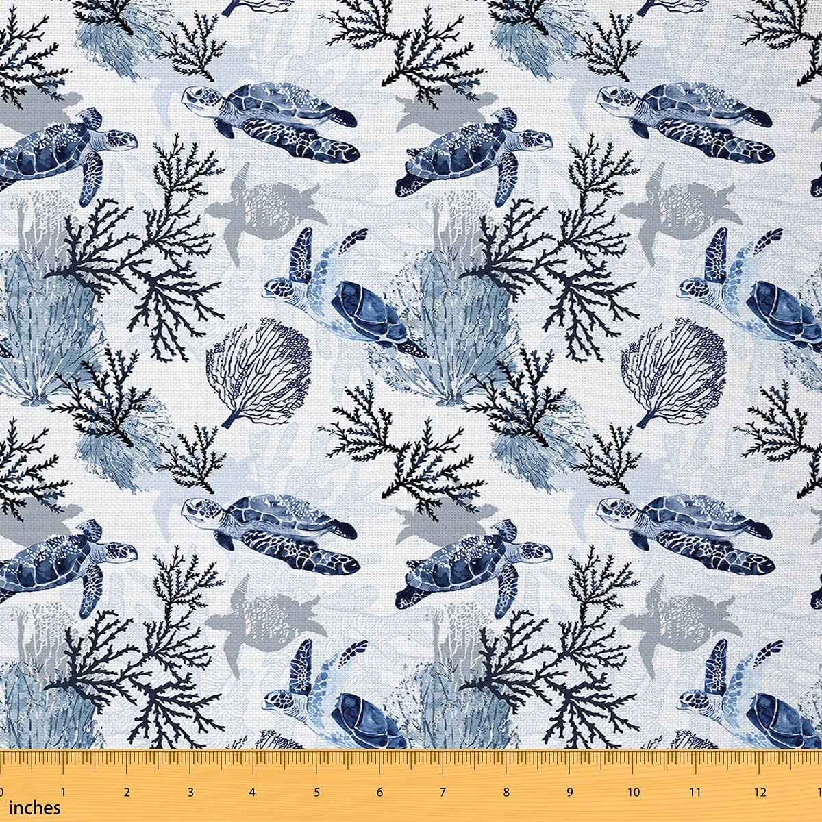 Sea Turtle Upholstery Fabric by The Yard - Summer Hawaiian Ocean Beach Outdoor, Nautical Coastal Decorative, Animal Reptile Tortoise Waterproof, DIY 1 Yard