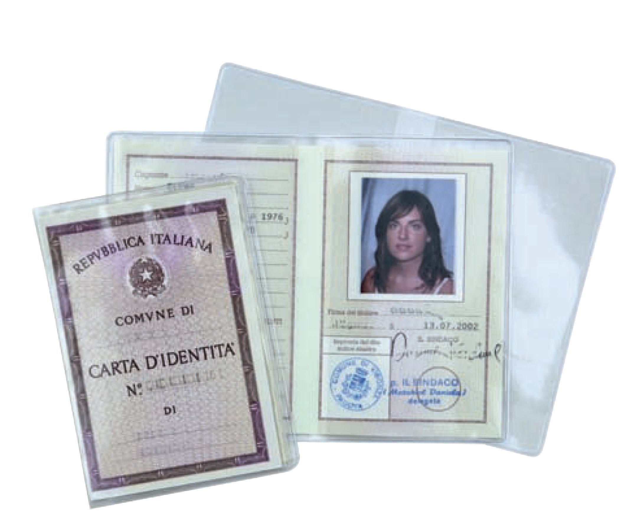 N° 100 porta documenti carta d'identità foto tessera custodia in plastica trasparente