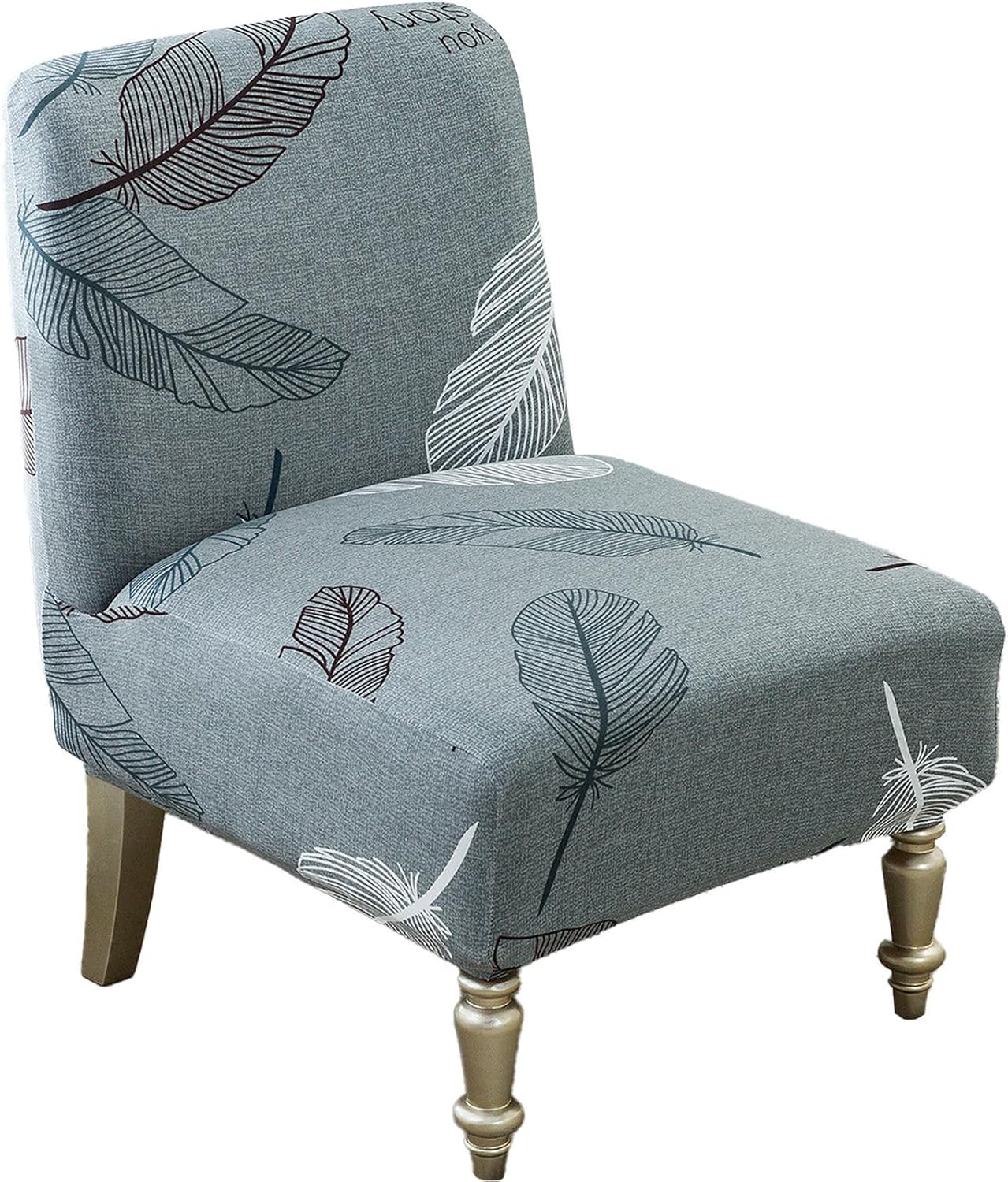 HACLEN Printing Armless Accent Chair Cover, Stretch Spandex Armless Chair Slipcover Washable Slipper Chair Protector Non Slip for Living Room (10,1 pcs)