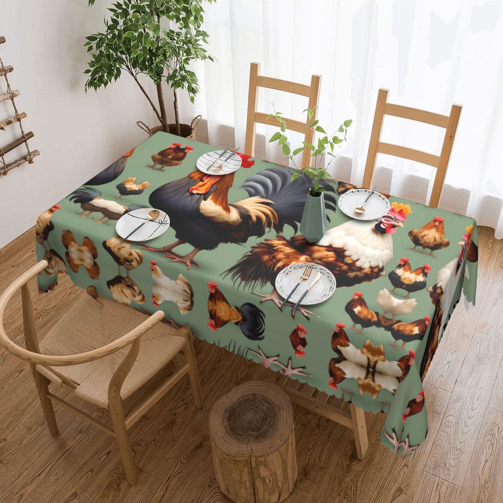MROWYC Rooster and Chicken Printed tablecloths are suitable for hotels, picnics, and parties, and can effectively protect the tabletop