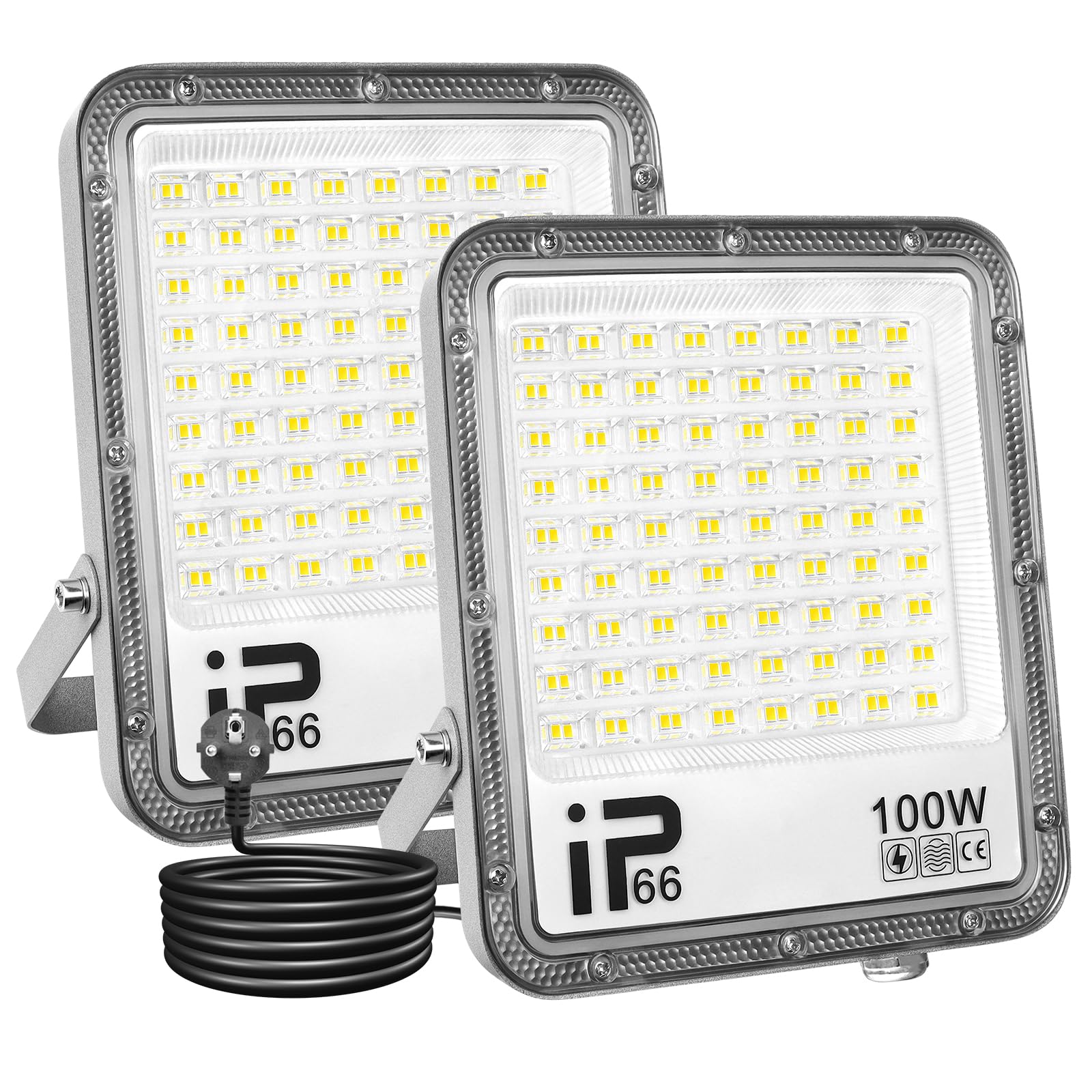 Willpower Faro LED Esterno 100W Faretti LED 6000K Bianco Con Spina