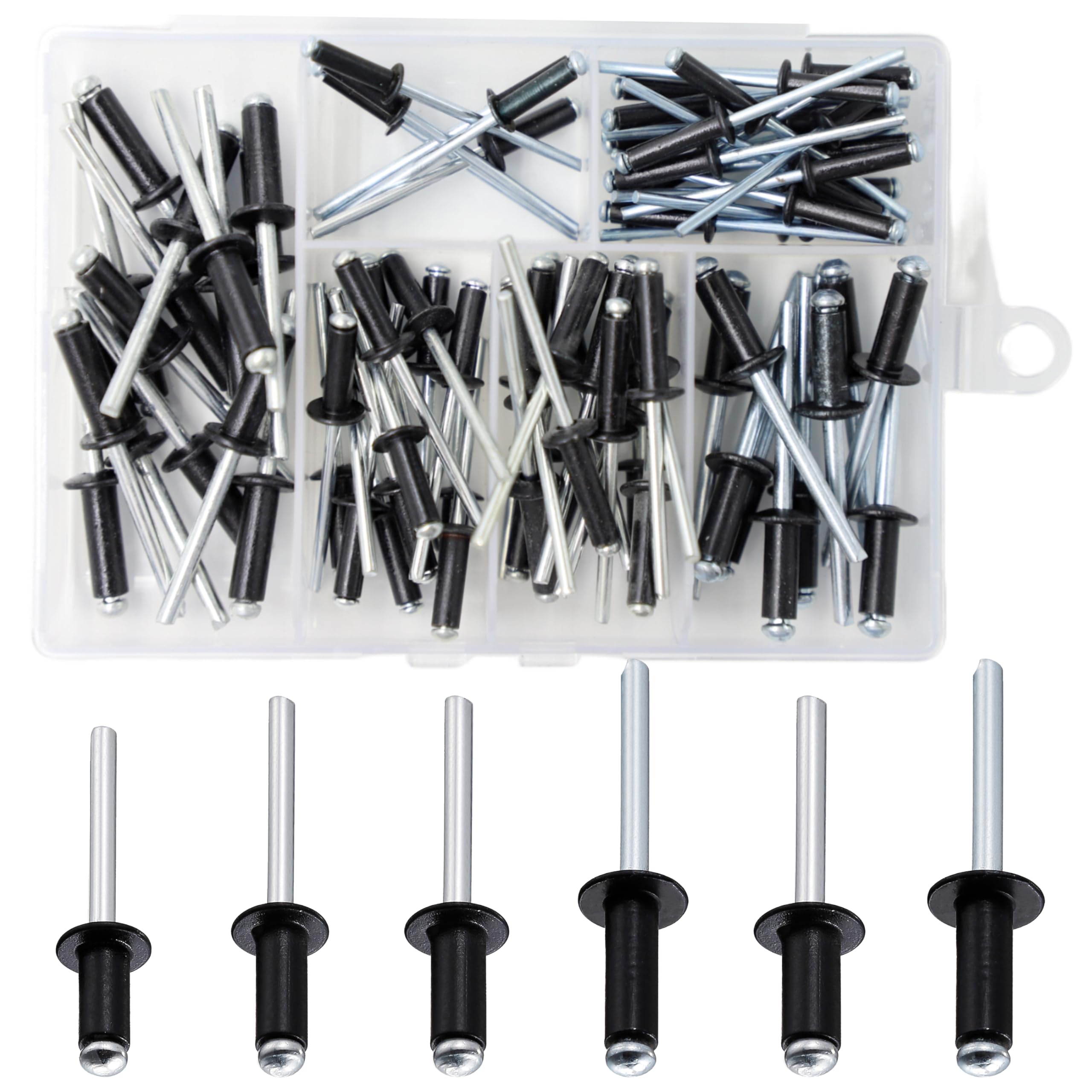 Wensilon(80Pcs) Black Aluminum blind pro Rivets Kit,Aluminum Grip and Steel Mandrel Set
