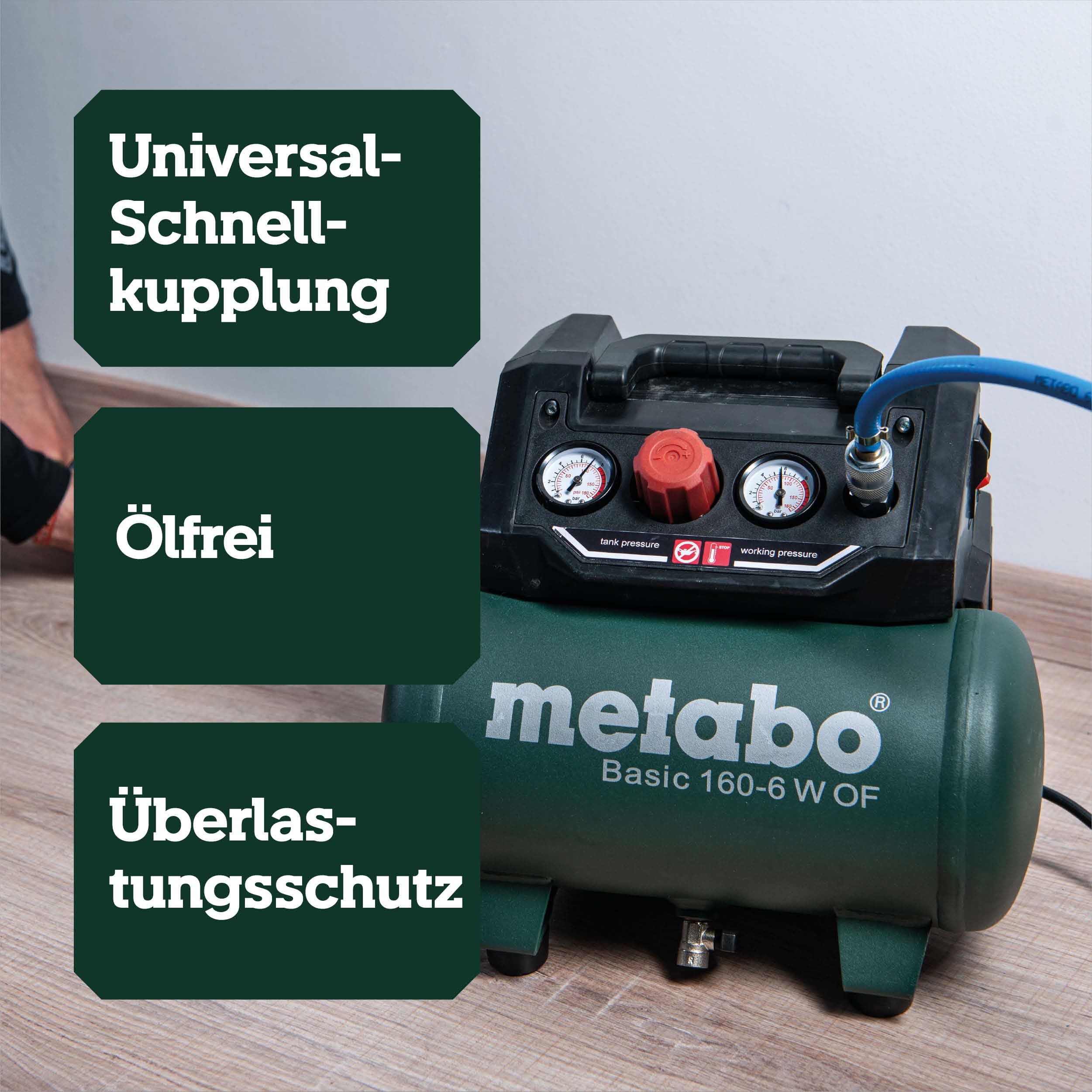 metabo Kompressor Basic 160-6 W OF, 6 l Druckluftkompressor, Tragbar