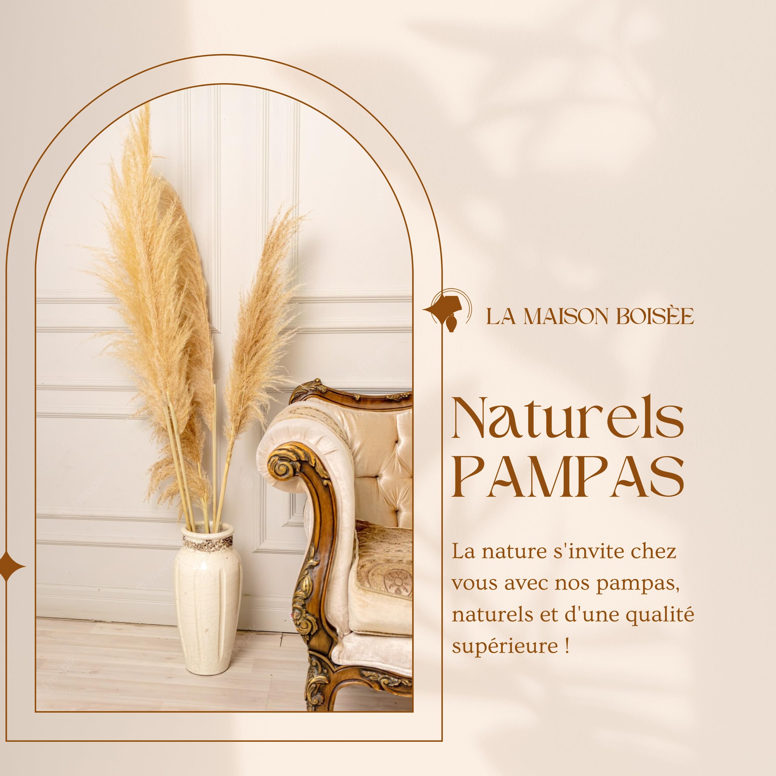 Lot de 4 Grand Pampas Séchées Décoration, 100cm d'herbe de la Pampa XXL Bouquet de Fleurs Séchées, Décoration Boho pour Mariage Salon Chambre à Coucher