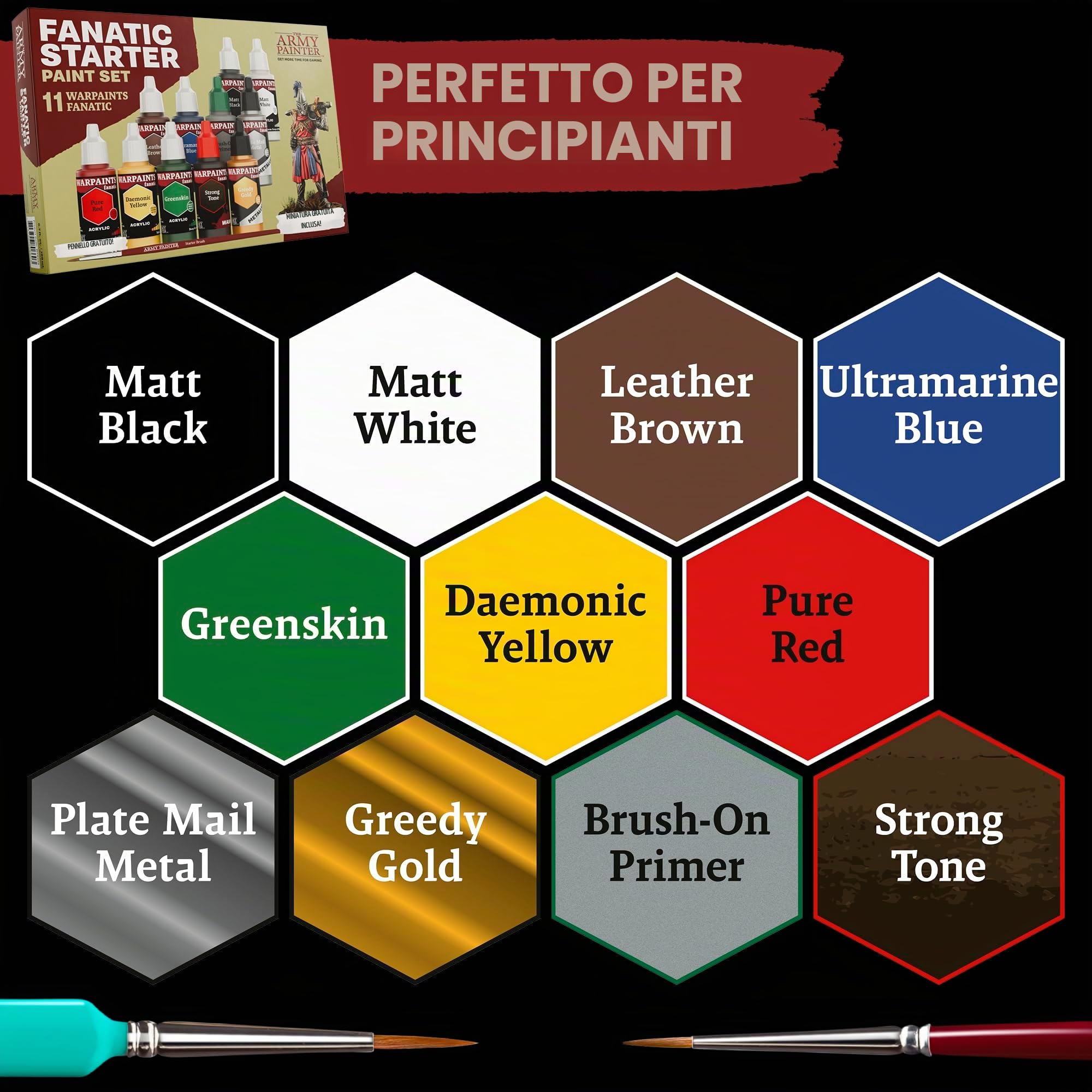 The Army Painter, Starter Bundle Plus+, kit di pittura per principianti | Speedpaint 2.0 e Warpaints Fanatic Starter Set, Wargamers XL Wet Palette e 2 pennelli, DnD e Warhammer