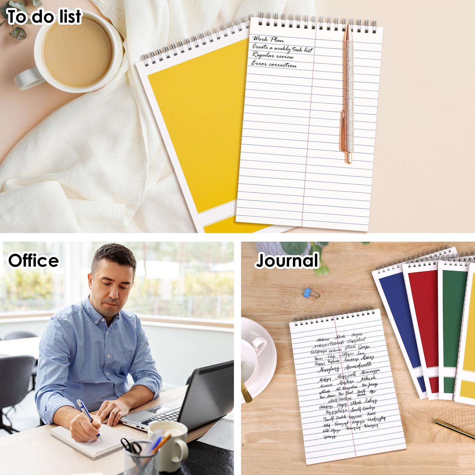 LABUK Steno Pads 6x9in10 Pack, Top Spiral Steno Notebooks, 80 - View #6