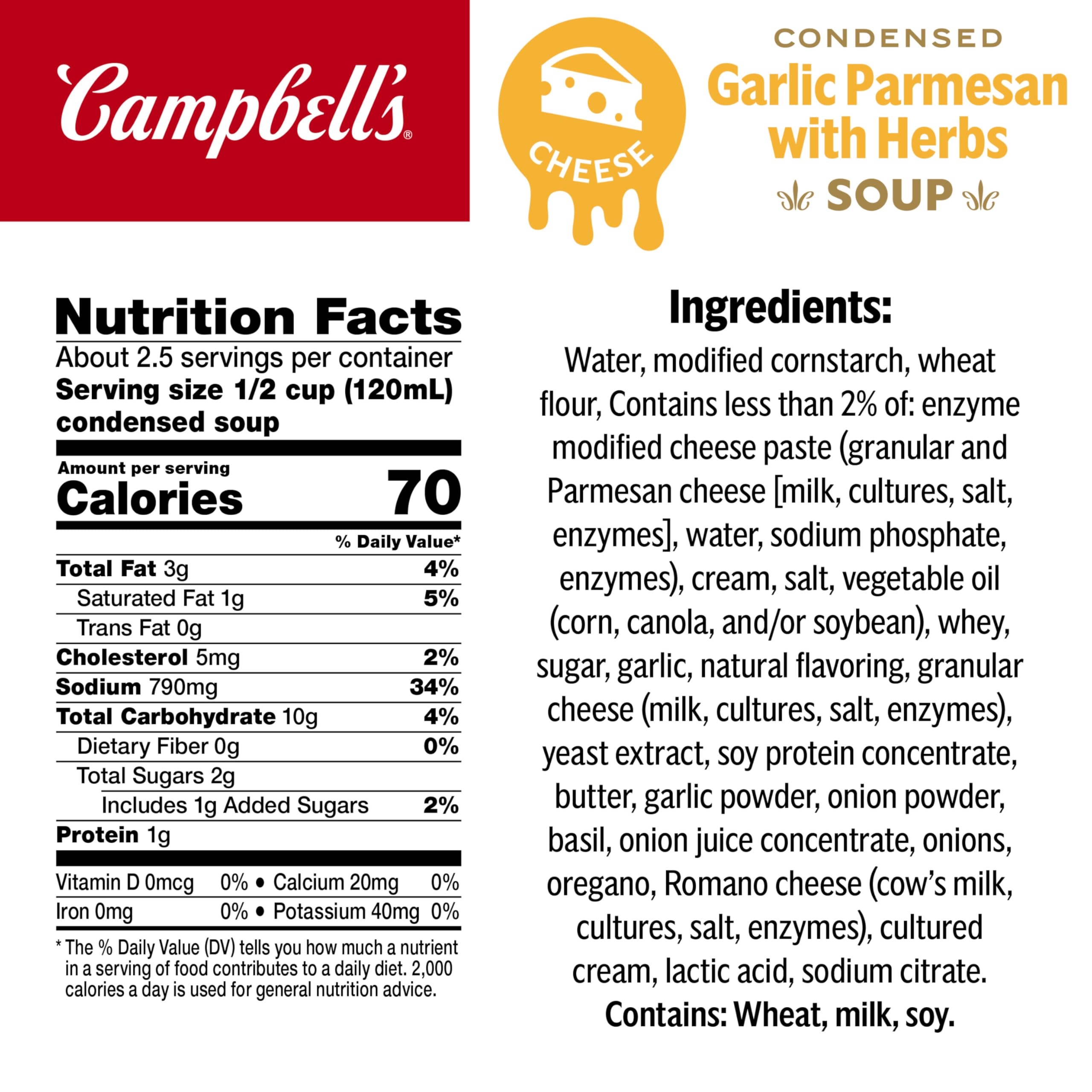 Campbells Condensed Garlic Parmesan Cheese Soup With Herbs 10 5 oz Can — view 2
