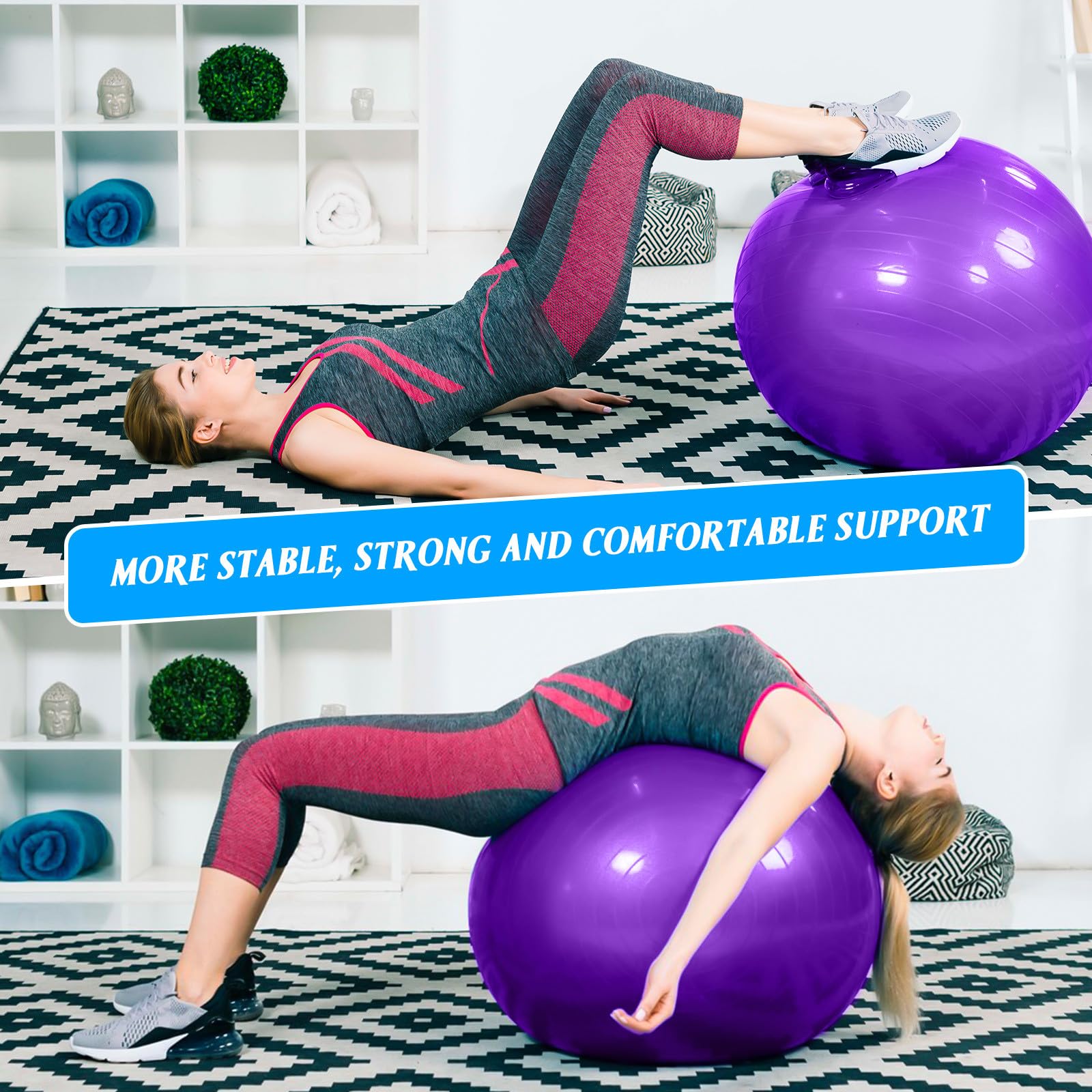 Verdickter 75cm Gymnastikball Yogaball Pilatesball Stabilitätsball aus Robustem PVC mit Luftpumpe für Yoga Fitness und Gleichgewichtstraining