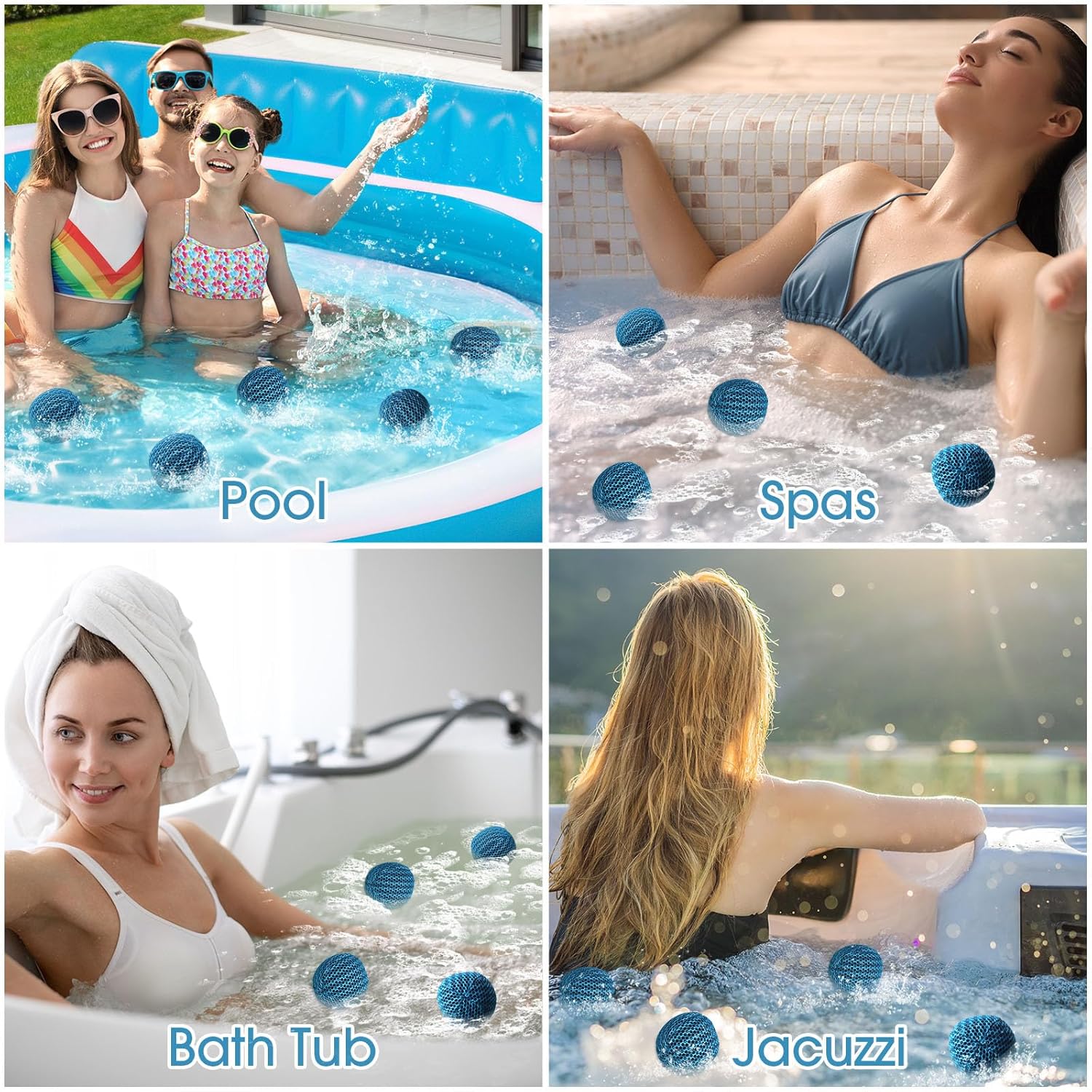 Hot Tub Scum Absorber, 8 Pack Spa & Pool Scum Eliminating Balls, Hot Tub Scum Balls,Scum Sponge for Spa Hot Tub, Hot Tub Accessories, Oil Absorbing Sponge for Hot Tub Skimmer
