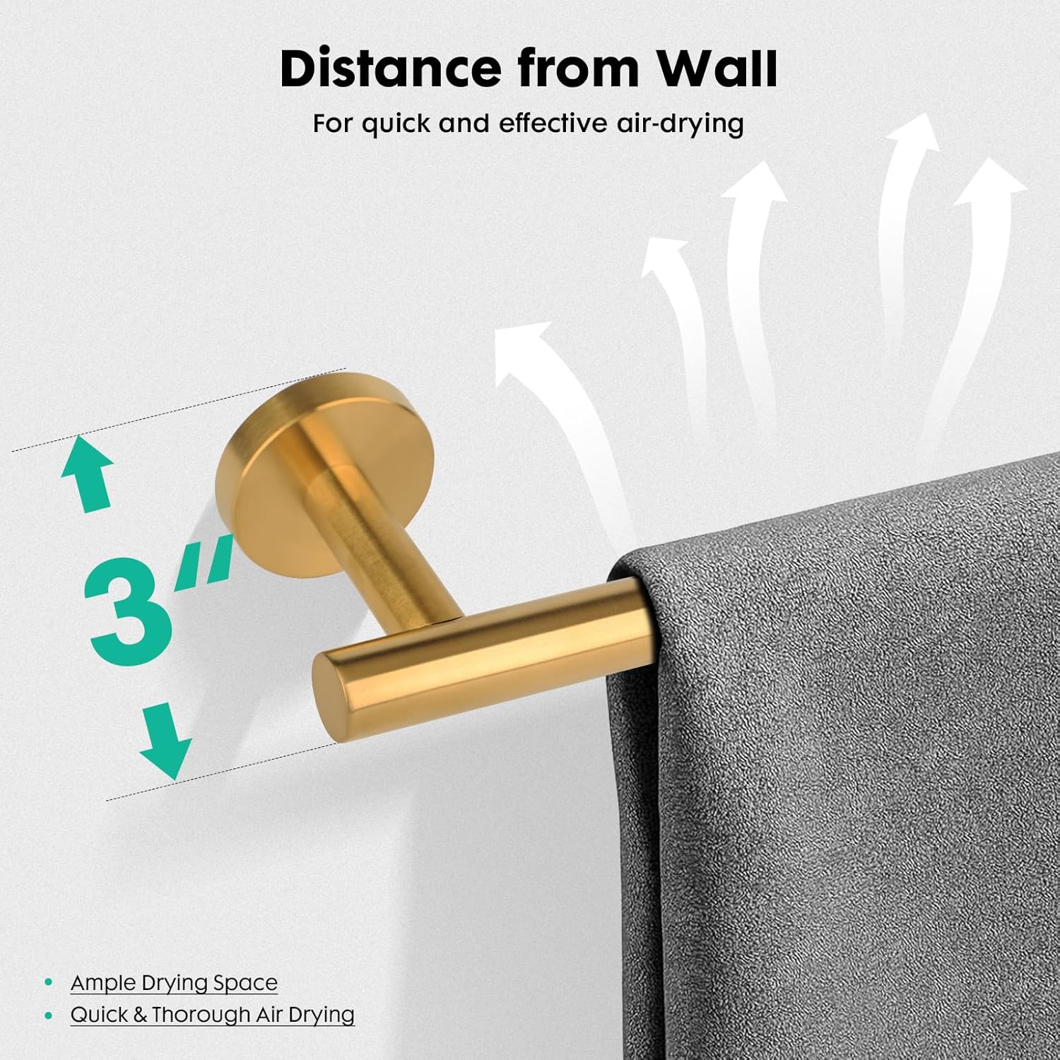 Modern 24 inch Towel Bar Brushed Gold,Stainless Steel Towel Racks for Bathroom Wall Mounted,Bathroom Towel Holder Gold