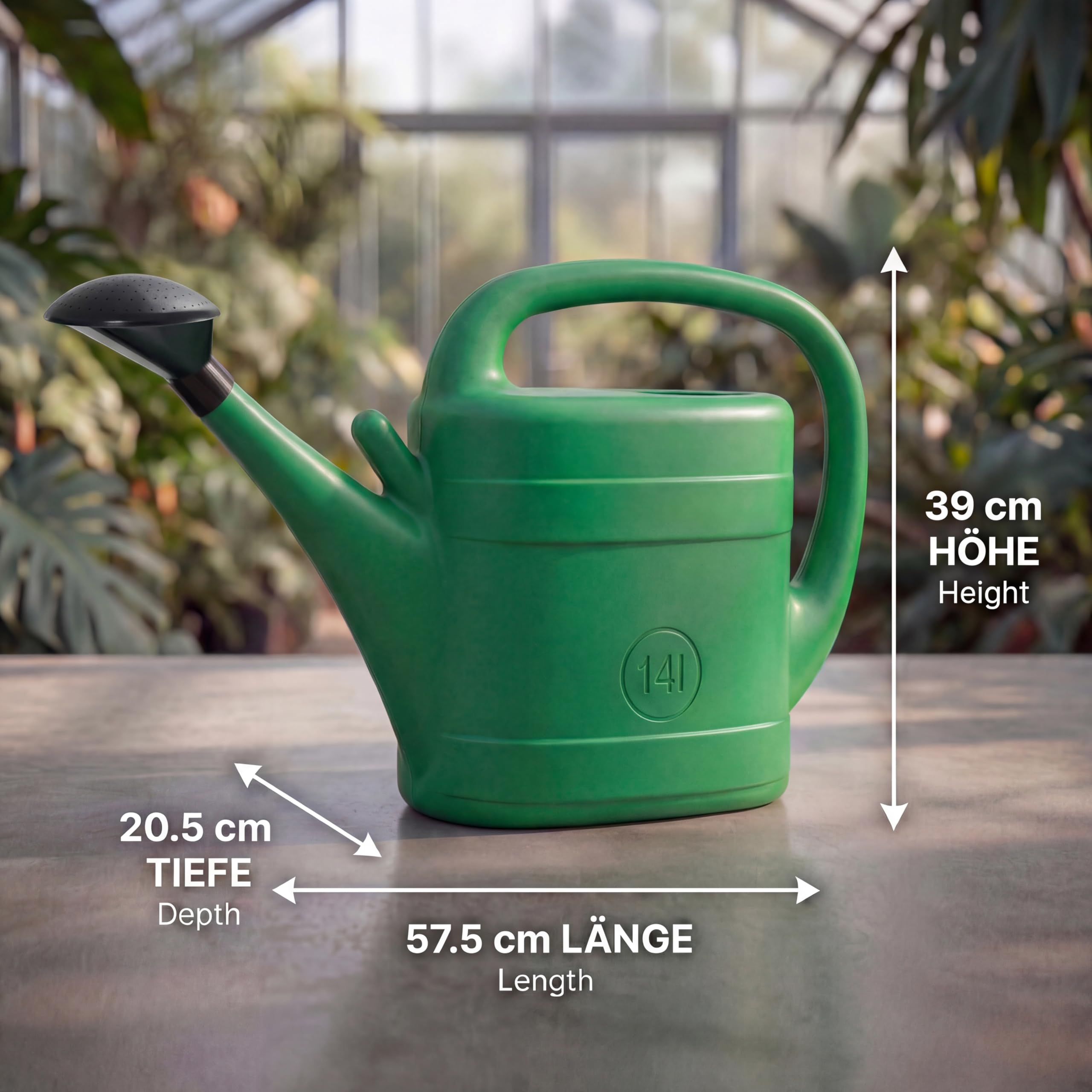 Annaffiatoio da 2 x 14 l con doccetta rimovibile – Robusto annaffiatoio da giardino in plastica – Fioriera con scala litriale per giardino e casa – Ideale per l'irrigazione dei fiori e la cura