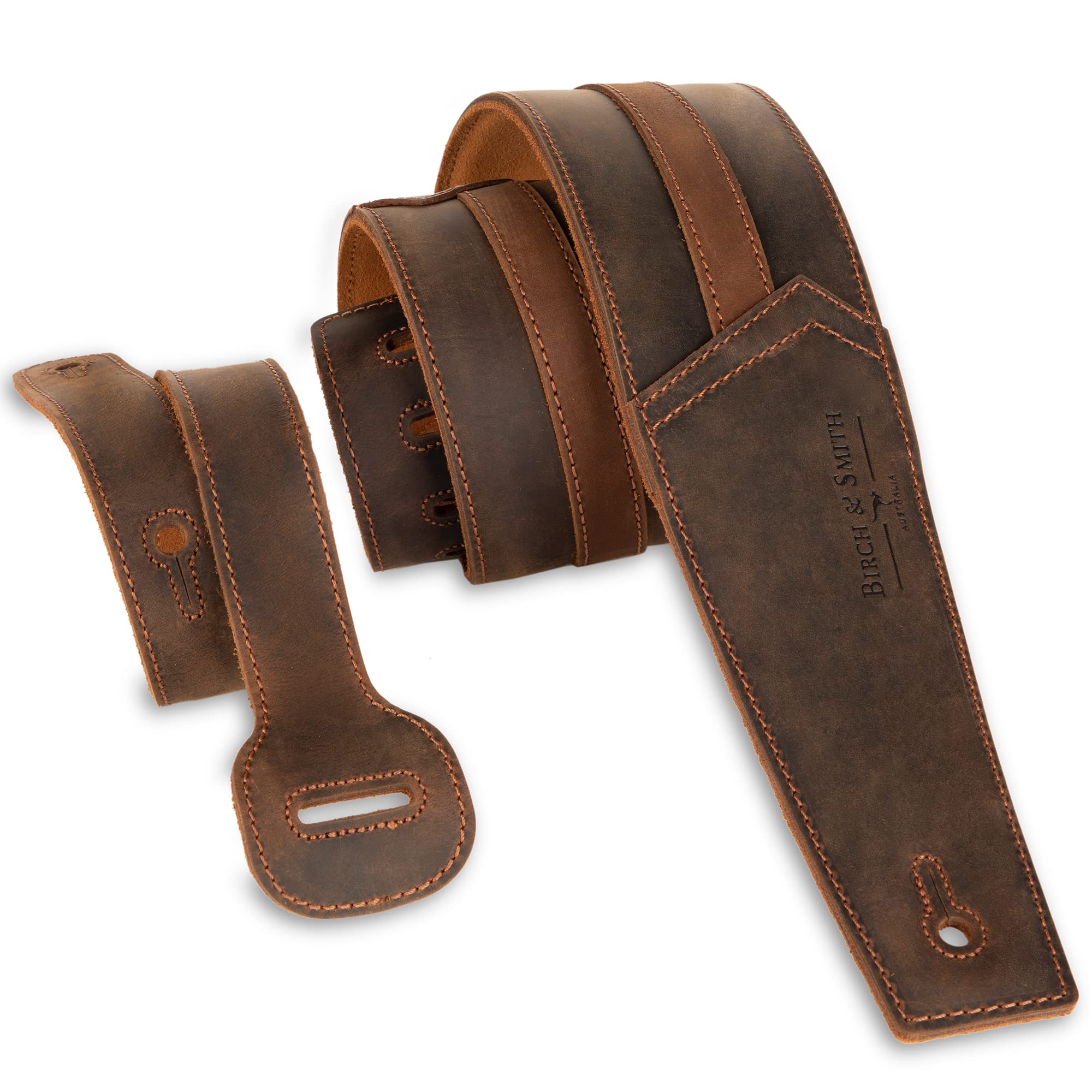 Birch & Smith Full Grain Leather Guitar Strap, Foam Padded, Perfect for Electric, Acoustic & Bass Gu
