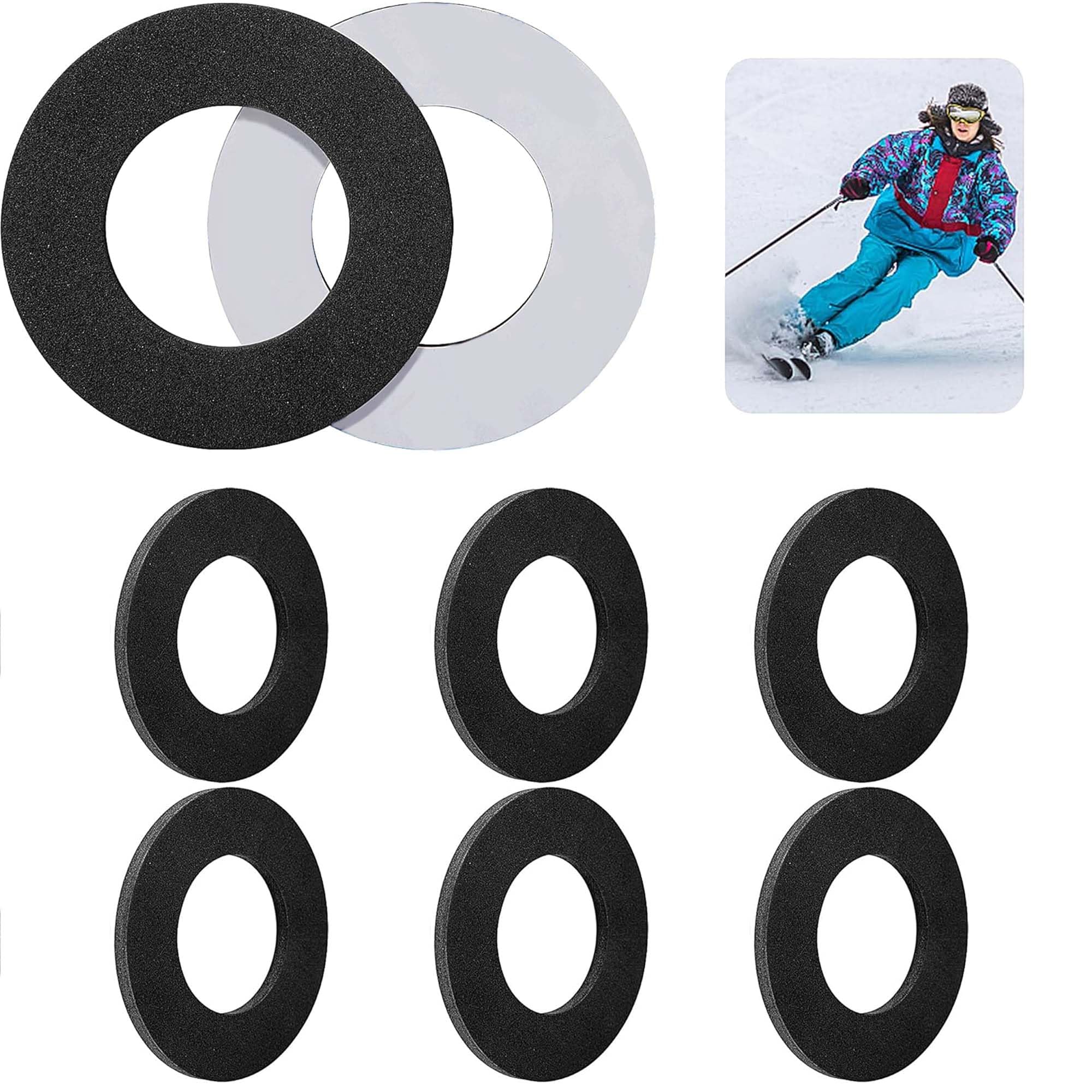 GIONAR Lot de 6 coussinets de cheville de ski - Coussinets de bottes de snowboard - Rembourrage en mousse autocollant pour patinage sur glace, scooter, randonnée pour réduire la flottabilité du talon