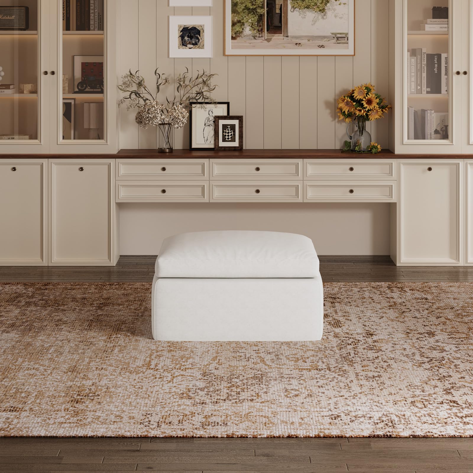 novilla modular cloud couch, modern sectional sofa with smarts coil® support, chenille fabric, upholstered couch for living room apartments bedroom, no assembly, ottoman, white
