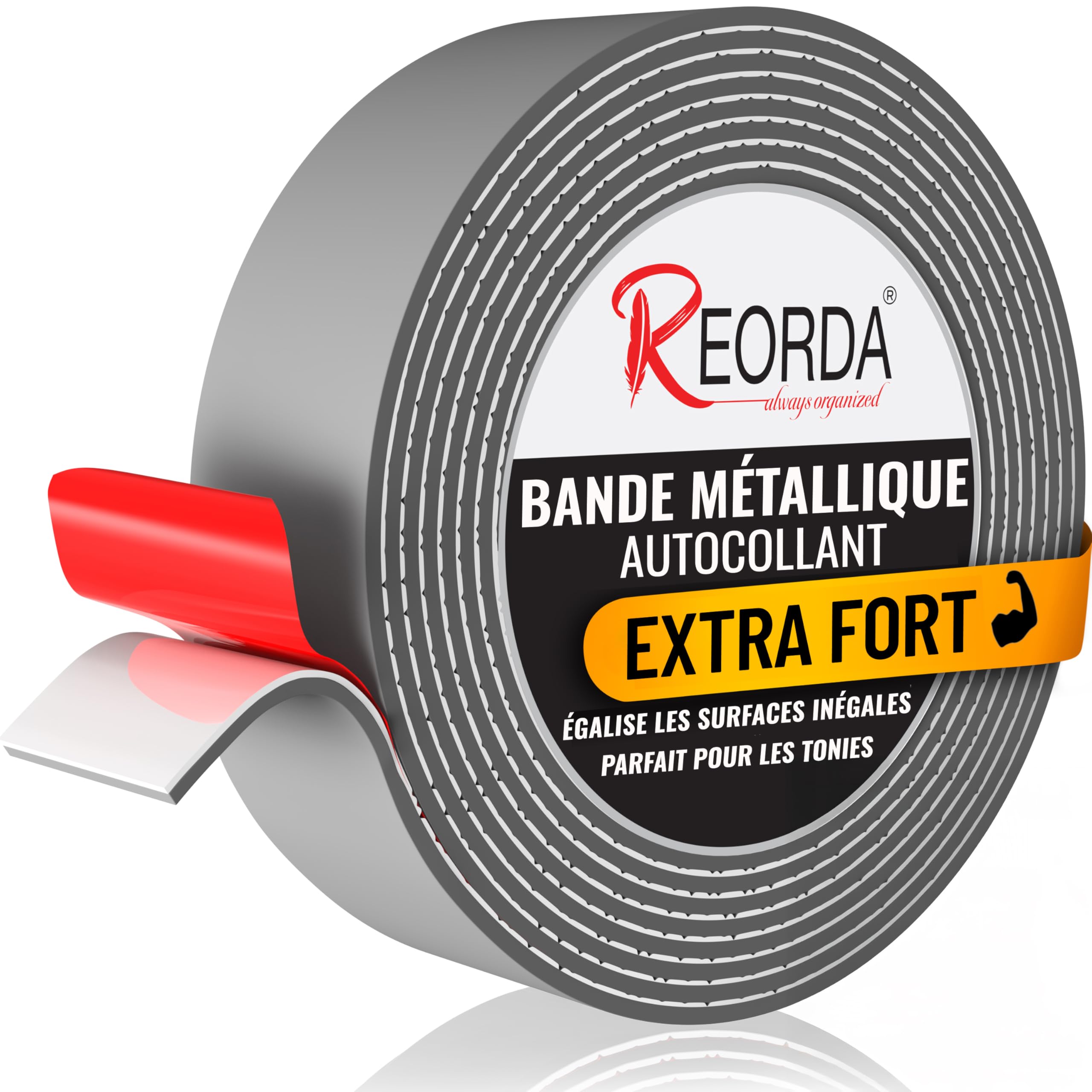 REORDA® Bande Métallique Auto-Adhésive Bleu Idéale pour Figurines Tonies® & Étagères (Extra Fort) - Ruban pour Aimants I Bande de Fer Ruban Ferreux