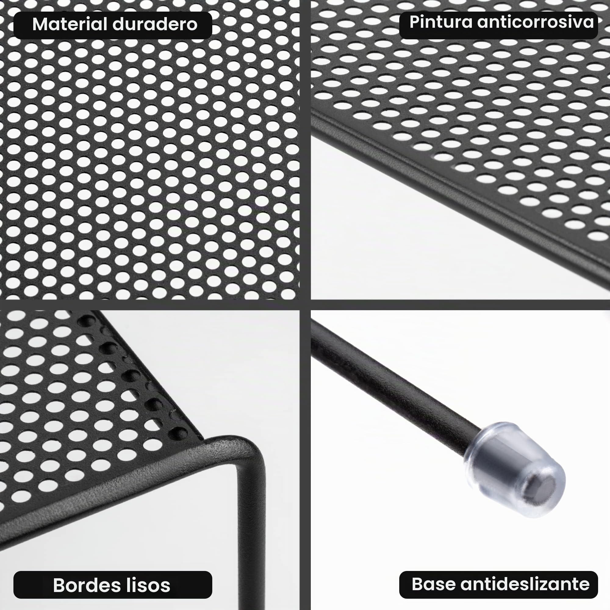 Lonian Estante Organizador para Armario de Cocina, Pack de 4 Estanterías Apilables de Metal Reforzado, Estante de Almacenamiento con Pies Antideslizantes, Negro