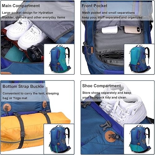 Miniatura 6 de Mochila G4Free de 11 gal para uso en exteriores, campamento, alpinismo, senderismo con funda para lluvia.