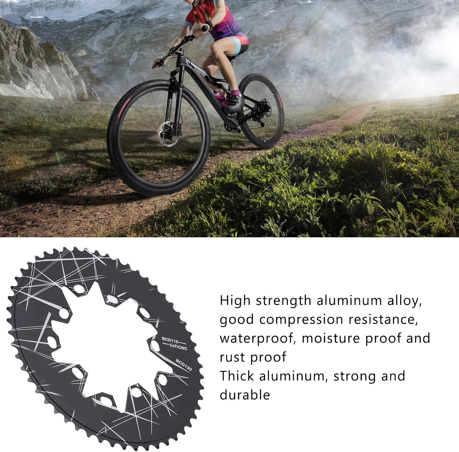 GLOGLOW 110/130 BCD Oval Chainring, CNC Machined Narrow Wide Chainring for 7 8 9 10 Speed Road Folding Bike Mountain Bike Mountain Bike Cyclocross