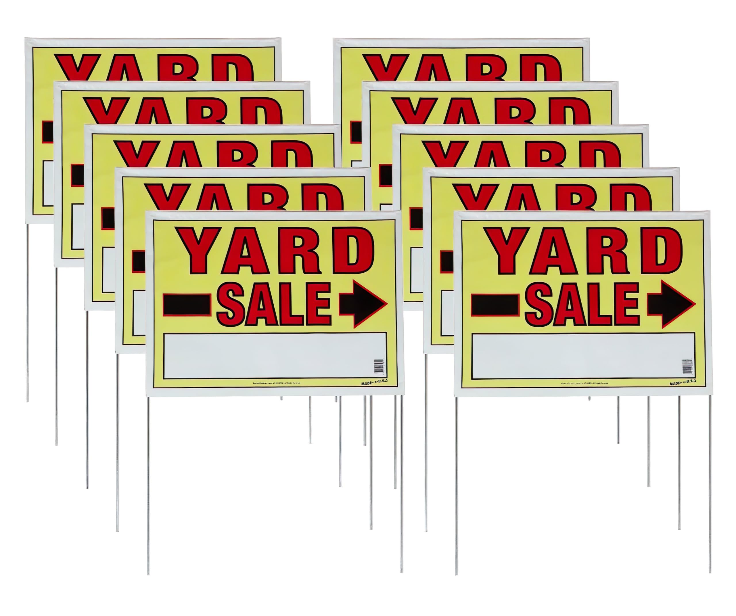 Sunburst Systems 3930 3930 Yard, Assembled Yard Sale Sign with U-Stake, 32" H x 26" W, 10 Count
