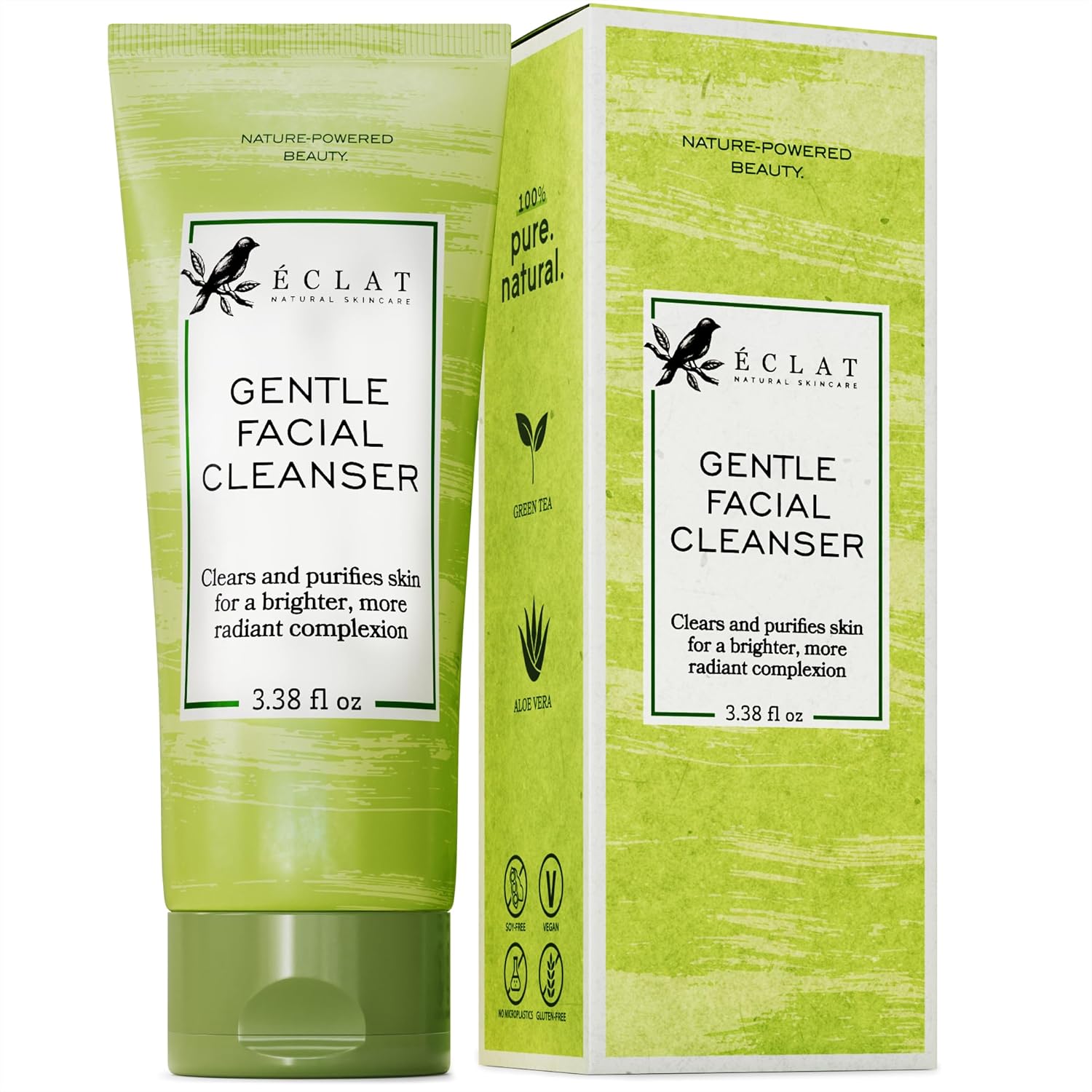 Gentle Facial Cleanser – Green Tea Face Wash + Aloe Vera, Vitamin C & E, All Natural Face Wash for Deep Cleansing – Hydrating & Nourishing Green Tea Cleanser, Moisturizing Face Wash for All Skin Type