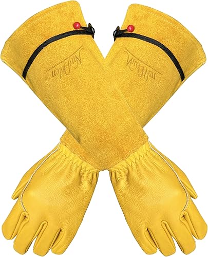 Miniatura 5 de Gardens - Guantes de cuero para jardinería para mujeres y hombres  Guantes de trabajo de jardín a prueba de espinas y cortes con guante largo