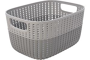 Simplify 2 Tone Storage Tote Plastic Basket | Accessories | Closet De-clutter
