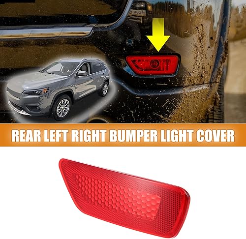 Miniatura 2 de X AUTOHAUX Cubierta de luz reflectora de parachoques trasero derecho para Jeep Grand Cherokee 2011-2020 57010720AC 57010721AC rojo