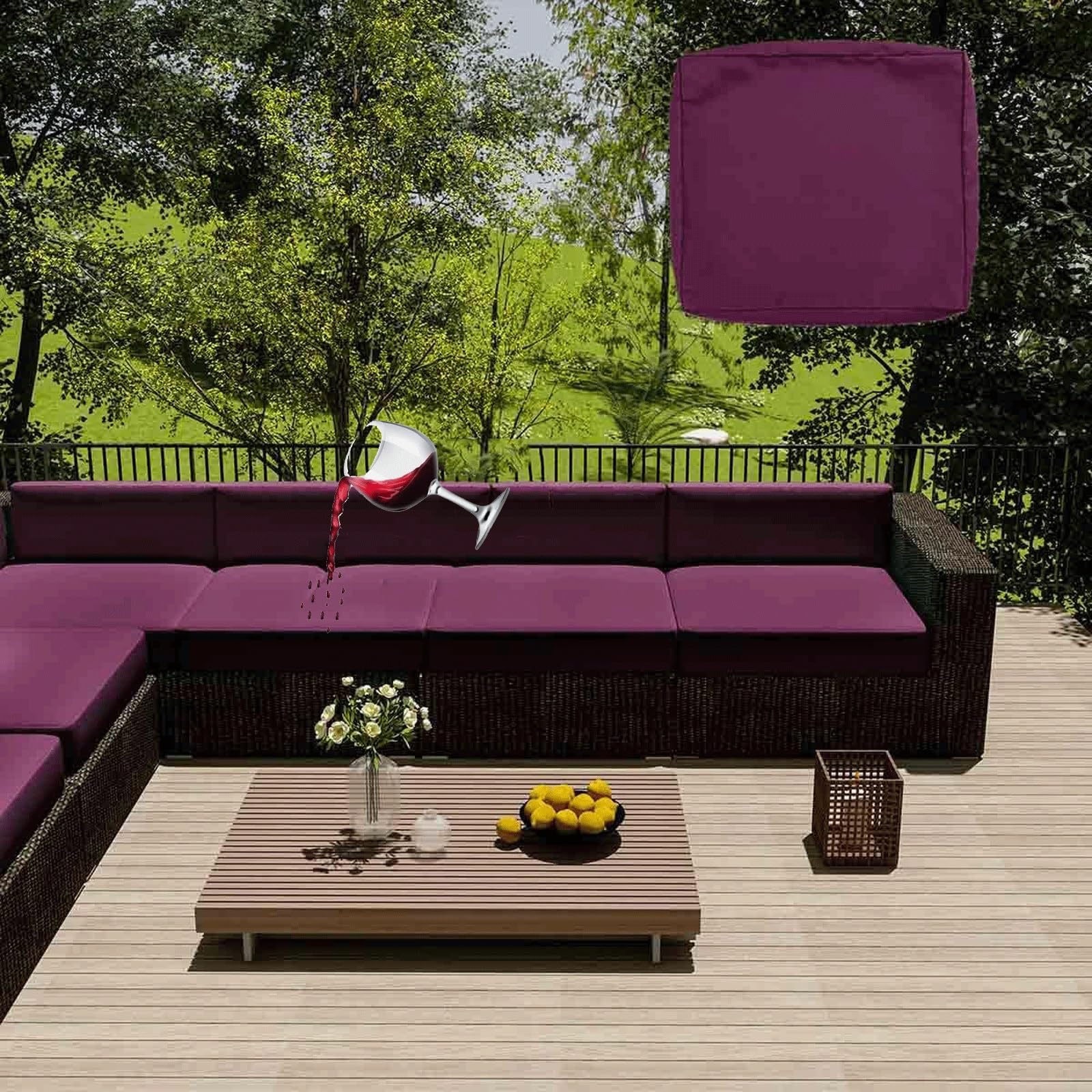 MCNDSI Outdoor Furniture Cushion Covers Waterproof Replacement Garden Chair Cushion Covers Rattan Garden Seat Cushion Covers Waterproof Outdoor Furniture Covers(Color23,55x45x10cm)