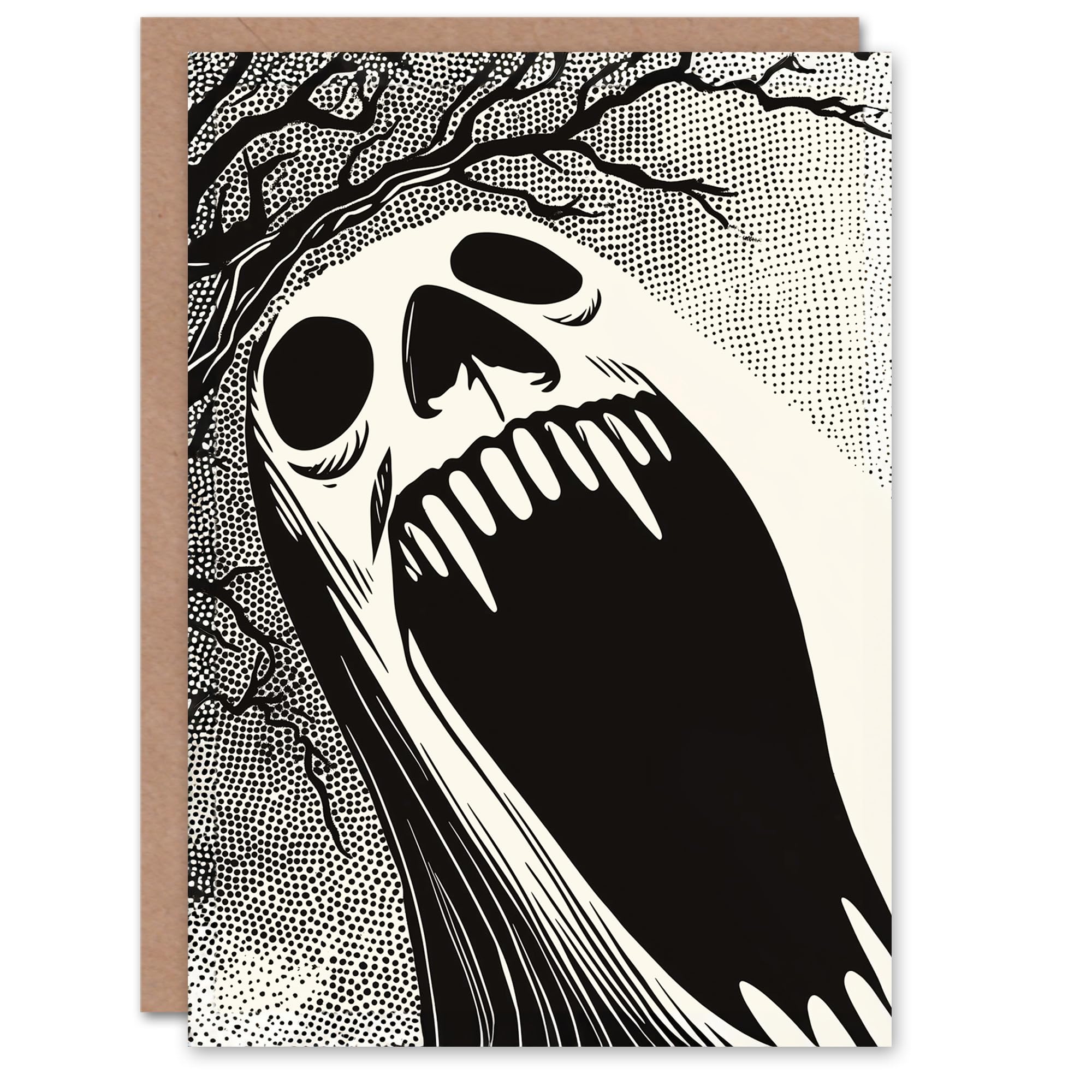 Artery8 Greeting Card Evil Ghost Face House Scream Mask Blank For All Halloween Card