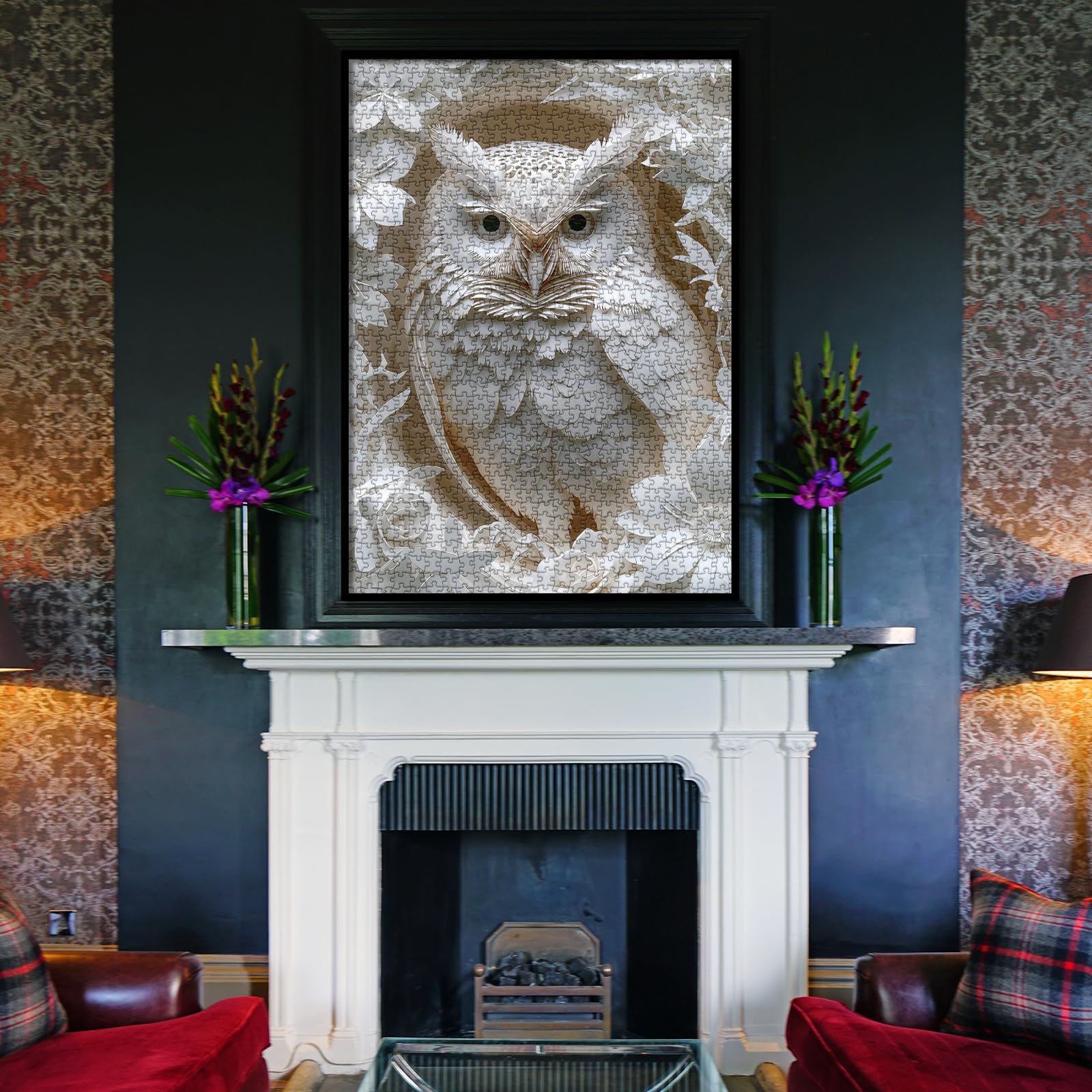 3D Owl Puzzles Paper Cut Art Puzzle 1000 Pieces for Adults, White Bird Jigsaw Puzzle Jungle Animal, Challenging Puzzles Hard Puzzle for Family Decorations