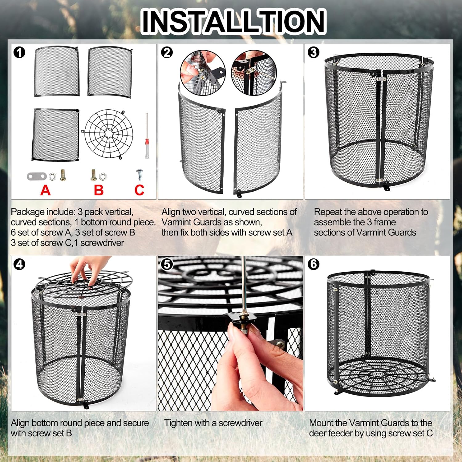 2 Pack Deer Feeder Varmint Guard Cage 11.8" x 11.8" x 12.2", Heavy Duty Steel Animal Guard, Raccoon Squirrel Bird Proof, All Weather Rust Resistant for Hunting Keeping Animal Away from