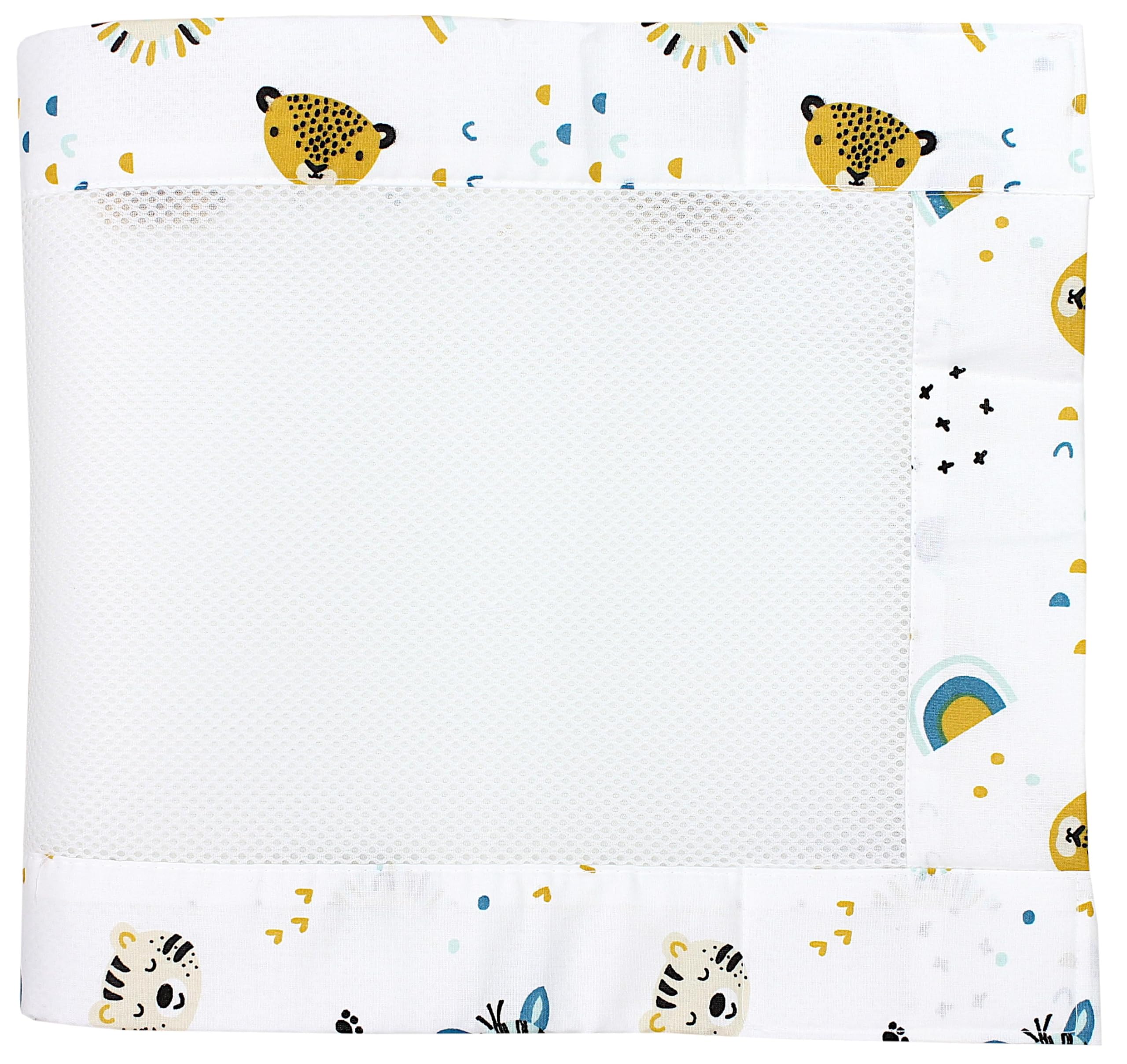 TupTam Protezione Paracolpi per Lettino Nido per Neonati Traspirazione Air Mesh 2 Pack, Safari con Teste di Animali, ca.128 x 30 cm (per Lettino 140x70)