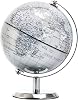 14cm World Globe Silver - Mini Globe Educational/Geographic/Modern Desktop Decoration - Stainless Steel Arc and Base - Silver Grey