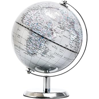 14 cm Silver Globe with Stainless Steel Stand Student Globe