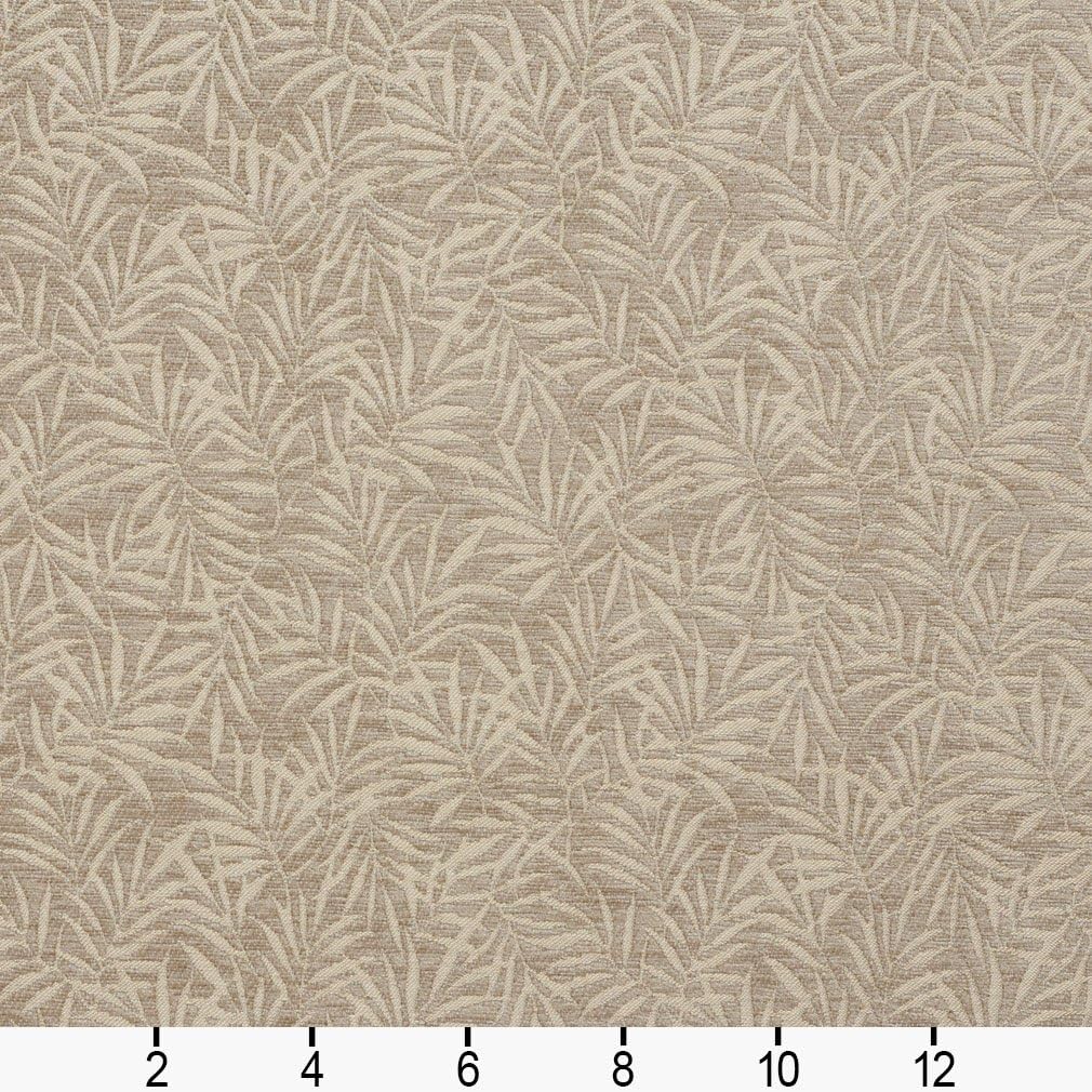 B08B0C Taupe Woven Fern Leaves Chenille Upholstery Fabric by The Yard - SKU: August Taupe