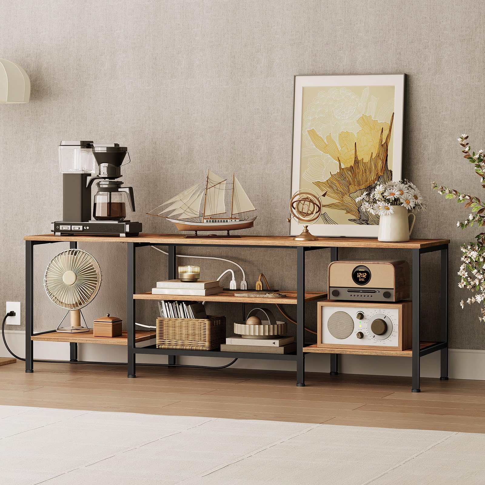 The 5 Best TV Stands for a 65-Inch TV in 2026 3 HOOBRO TV Stand with Power Outlets to 75 Inches, TV Console Table with Open Stor — product photo