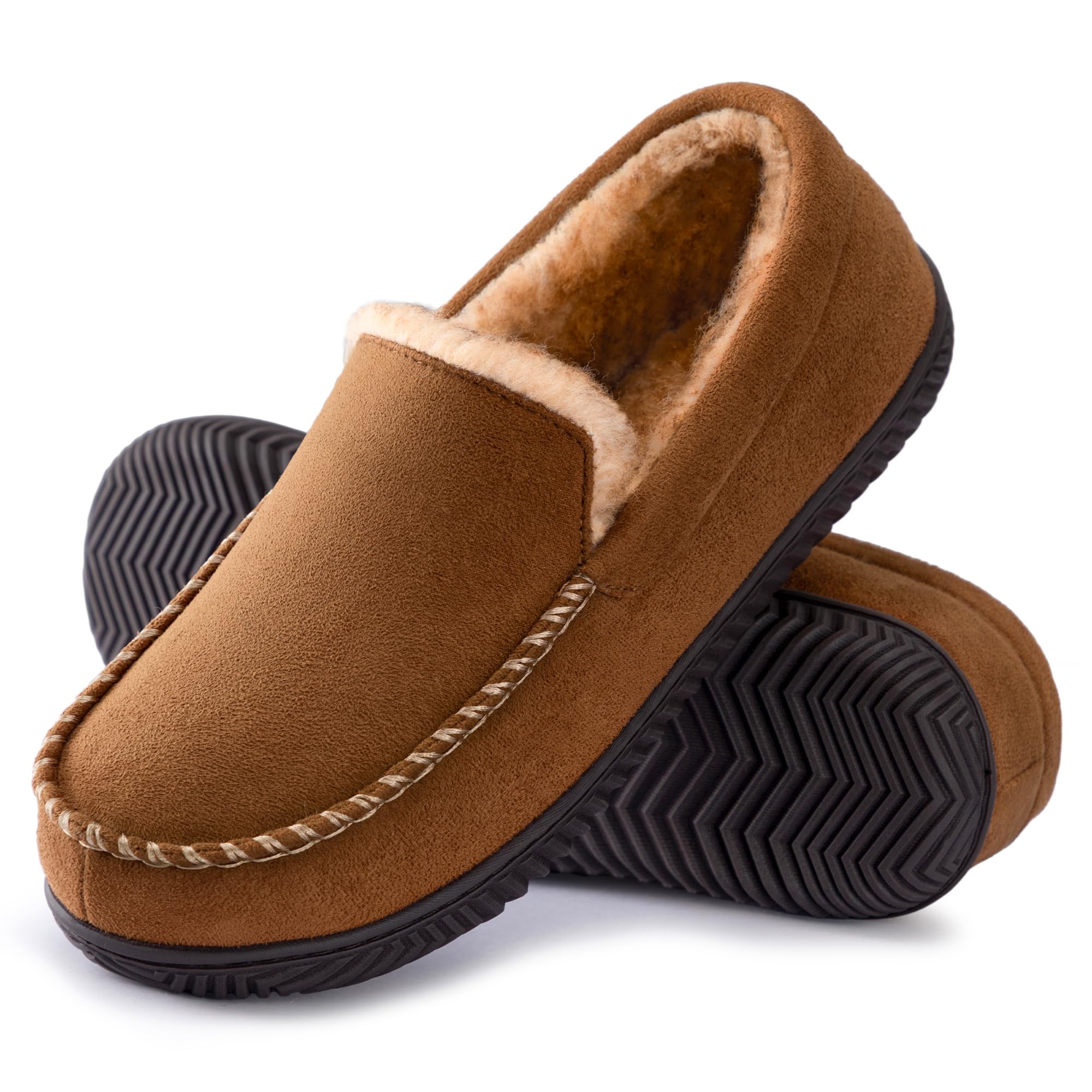 RockDove Herren Alexander Flanell Loafer Hausschuhe | Stabiles Obermaterial, Flexible Gores, Atmungsaktivem Flanellfutter, Rutschfester Sohle, Memory-Schaumsohle, Maschinenwäsche